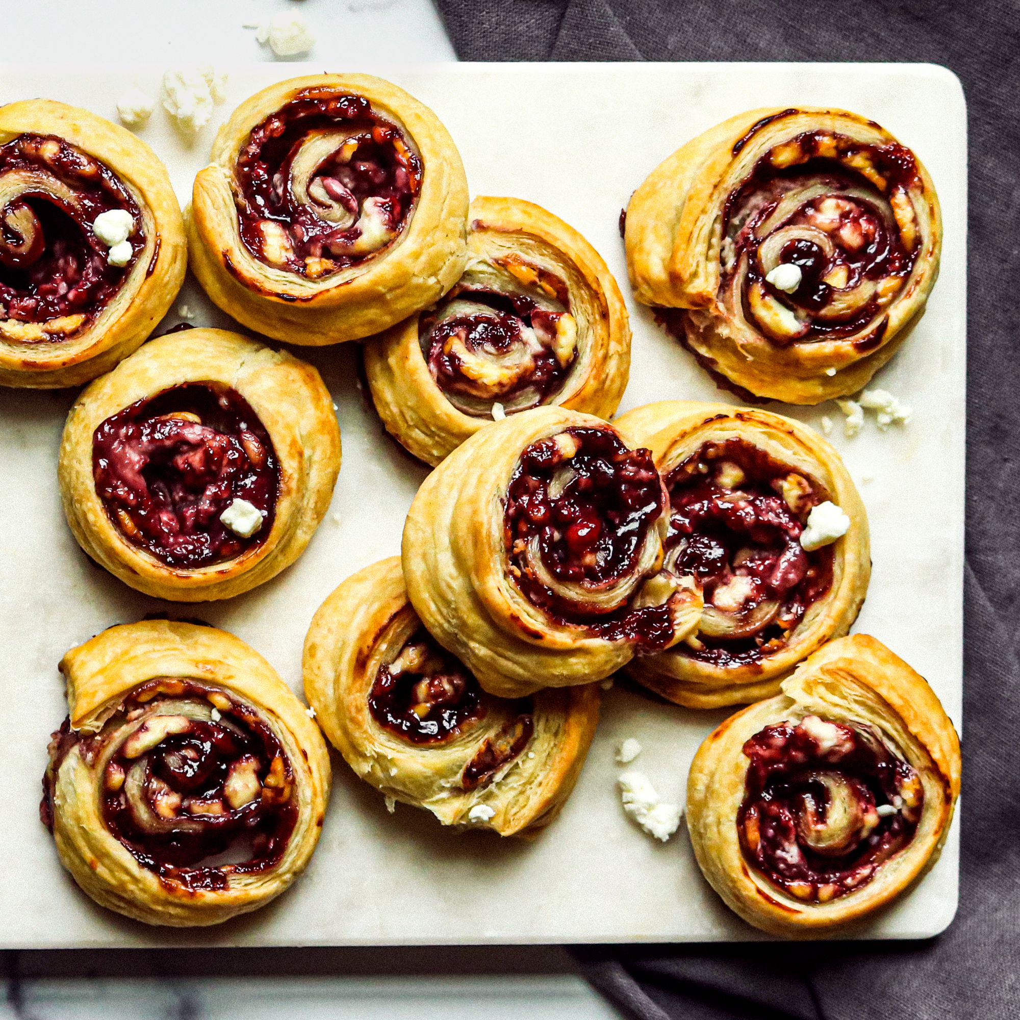 Pastry: Blackberry Goat Cheese Puff Roll, Recipe, Dessert. 2000x2000 HD Background.