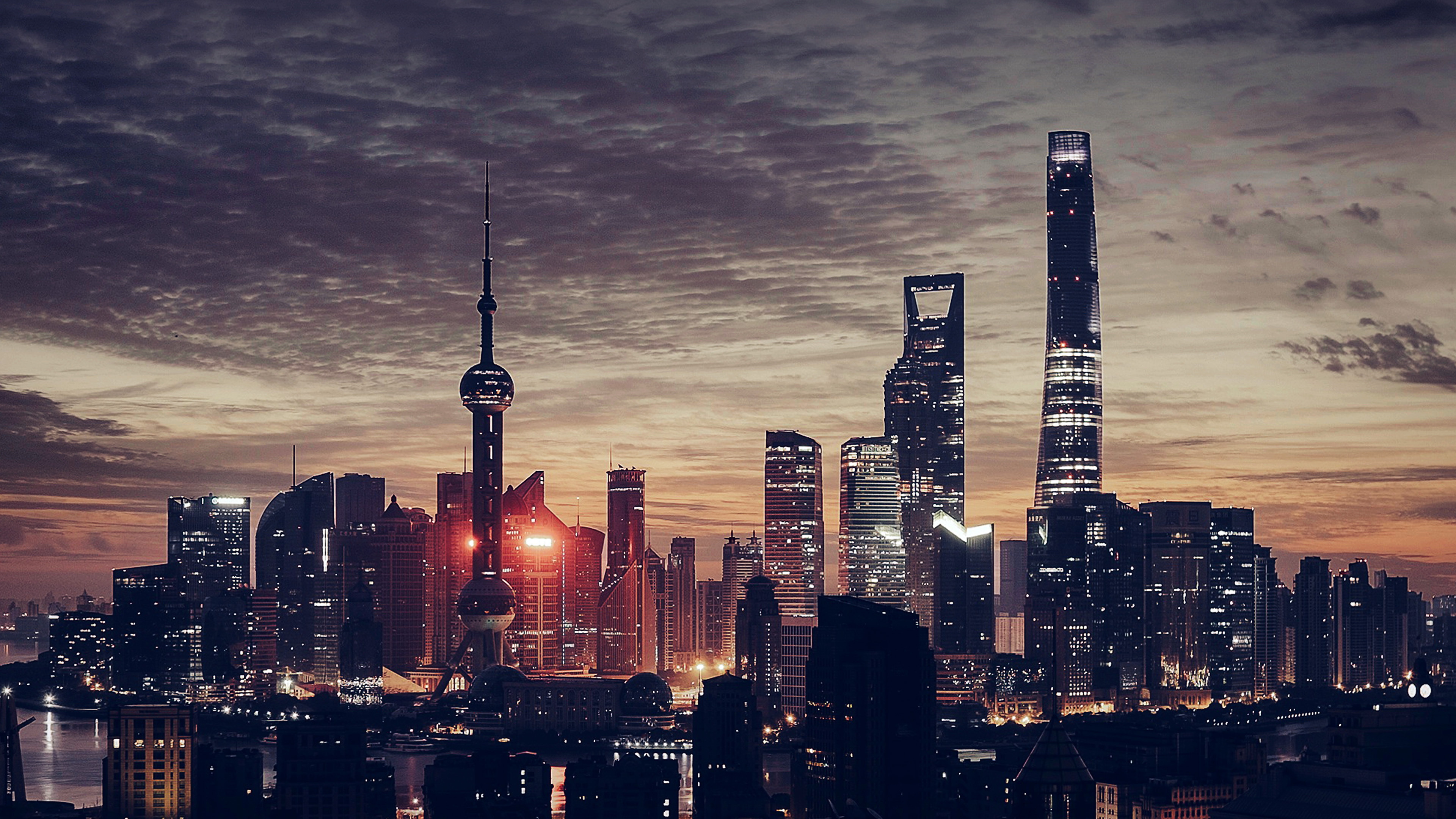Night Skyline, Travels, Shanghai, Romantic, 3840x2160 4K Desktop