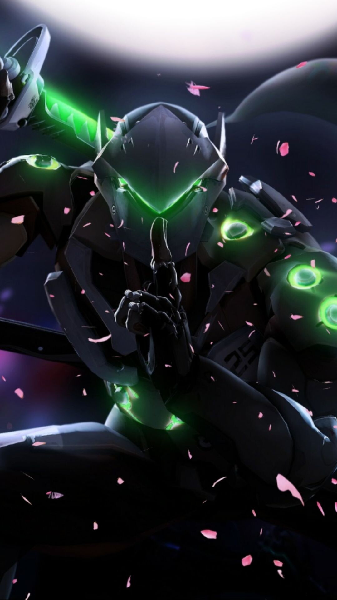 Genji: Overwatch, A deadly offensive threat, harassing his opponents with constant volleys of Shurikens. 1080x1920 Full HD Wallpaper.