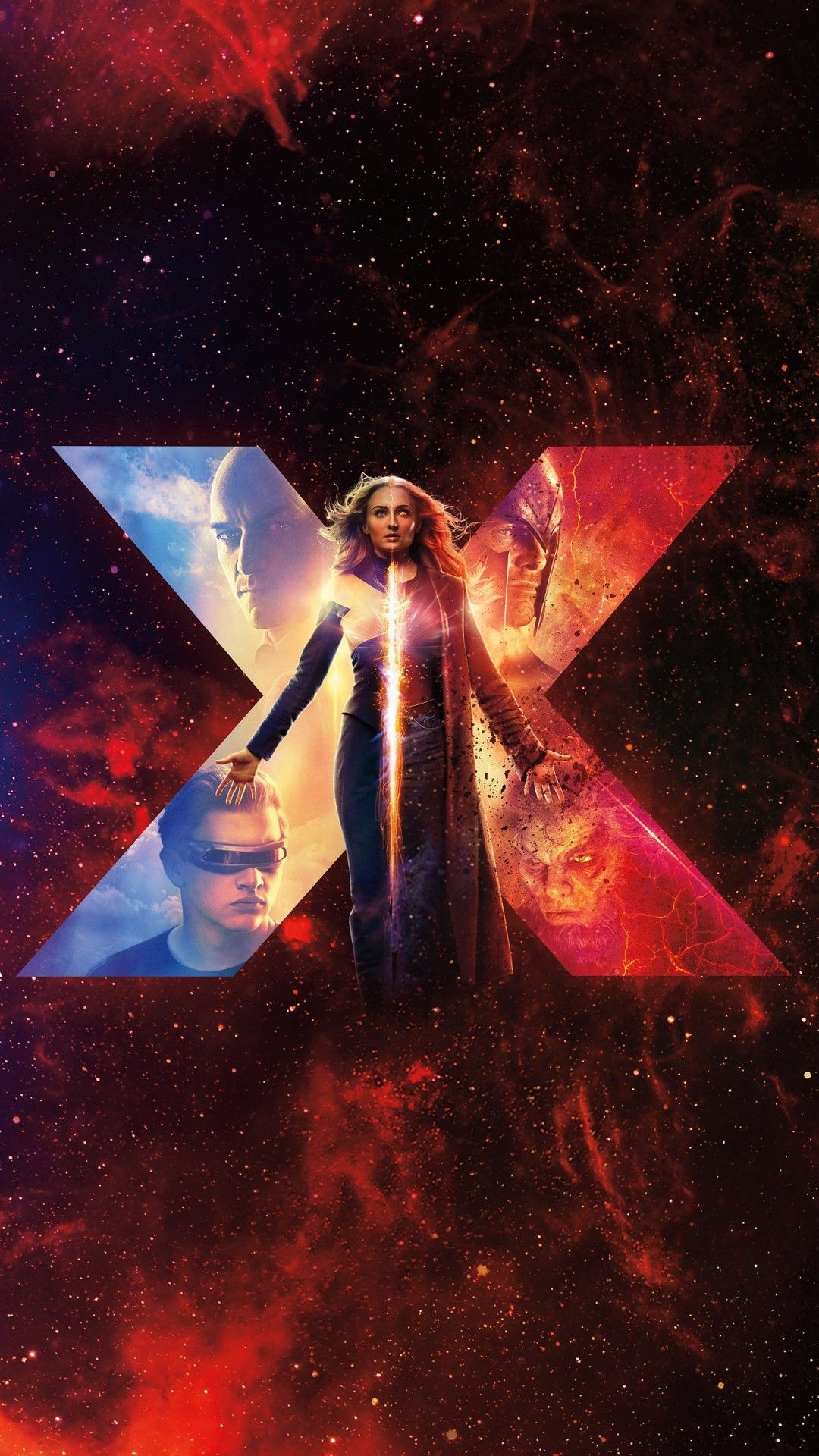 Sophie Turner, Phoenix transformation, Movies posters, Dark Phoenix, 1080x1920 Full HD Phone