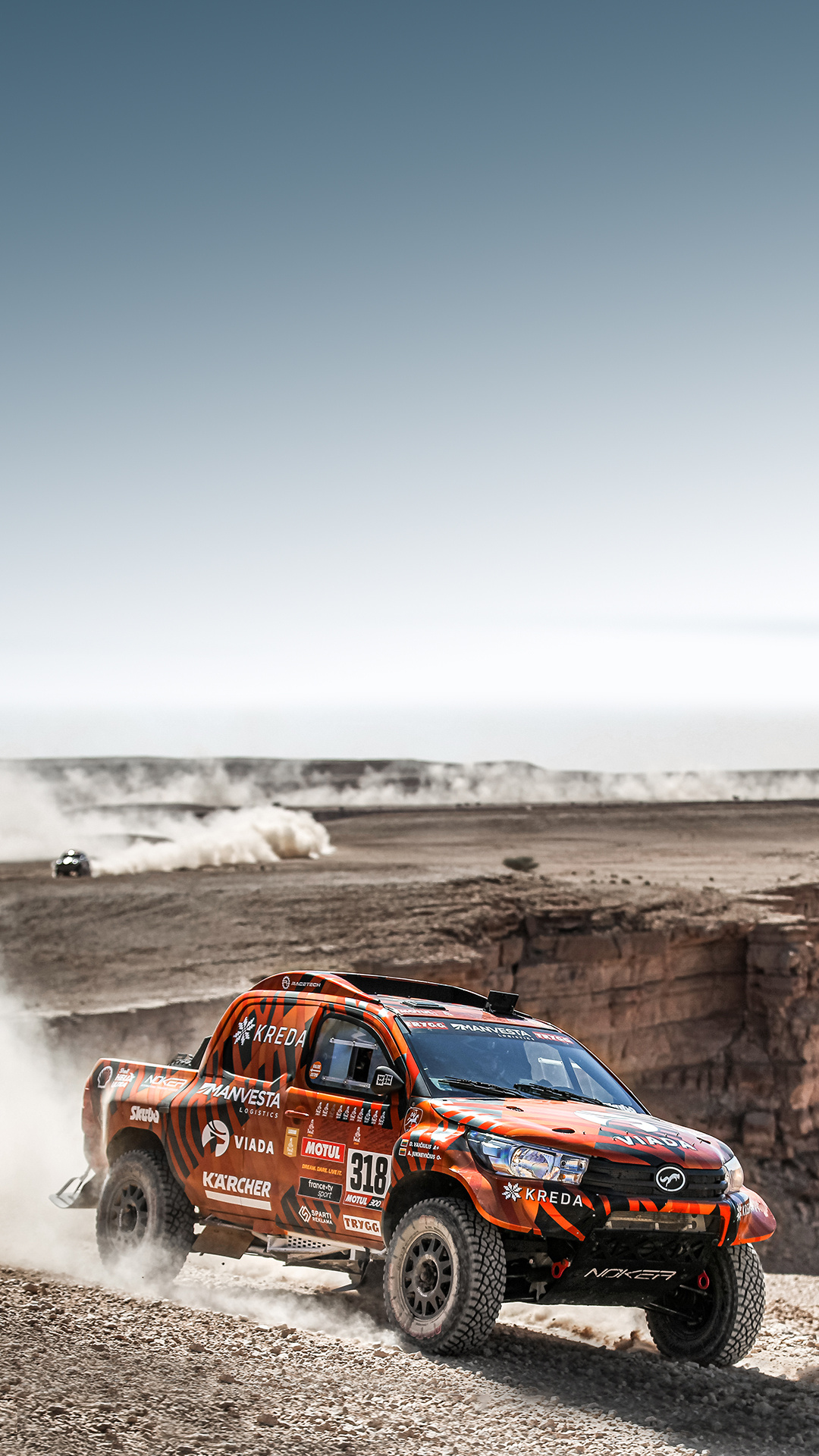 Dakar Rally: Toyota Hilux 5.0 V8 Dakar racing car, An eight-cylinder engine. 1080x1920 Full HD Wallpaper.