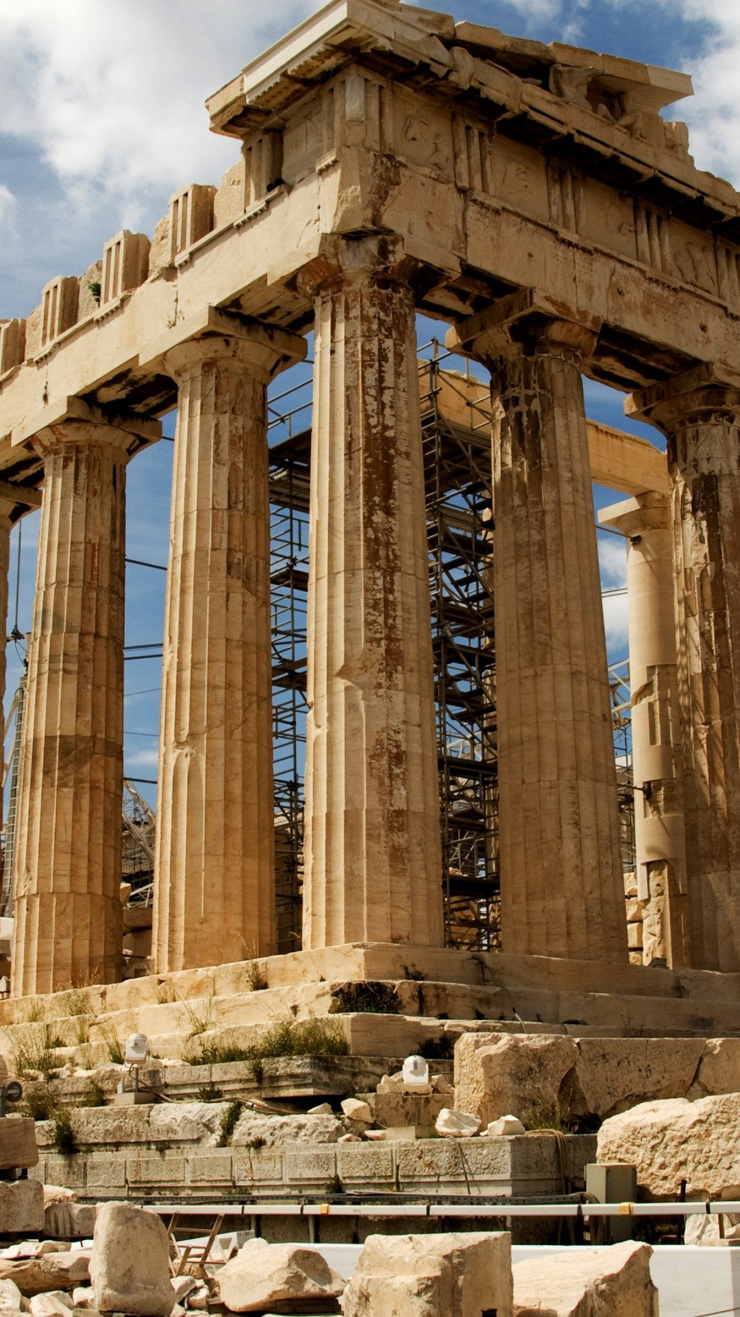 Künstlerisches Hintergrundbild des Parthenon, 1080x1920 Full HD Handy