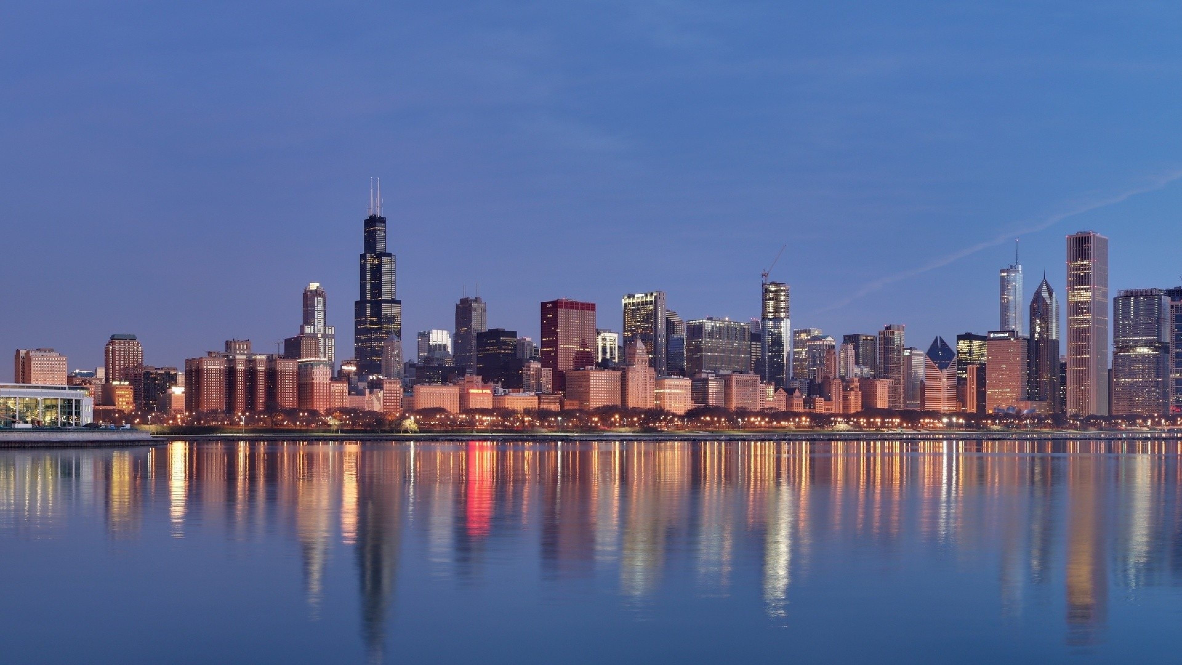 Chicago Skyline, Travels, Widescreen wallpaper, Mobile tablet, 3840x2160 4K Desktop