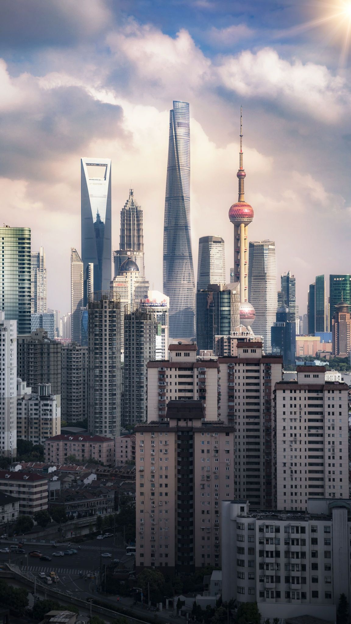 Shanghai Skyline, City aesthetic, Modern metropolis, Architectural marvels, 1160x2050 HD Phone