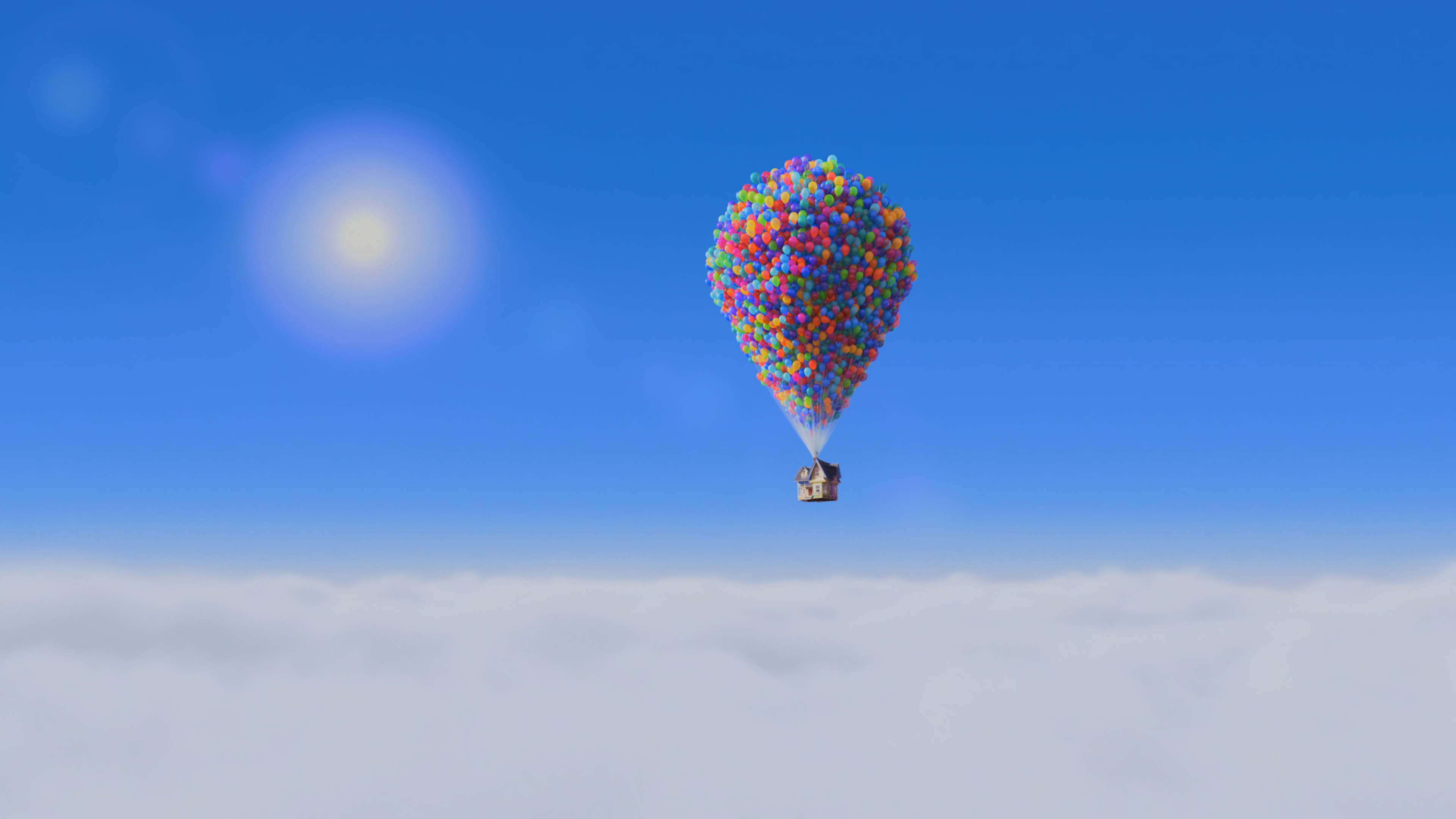 Cluster Ballooning: Up animation movie debut, 62nd Cannes Film Festival. 3840x2160 4K Background.