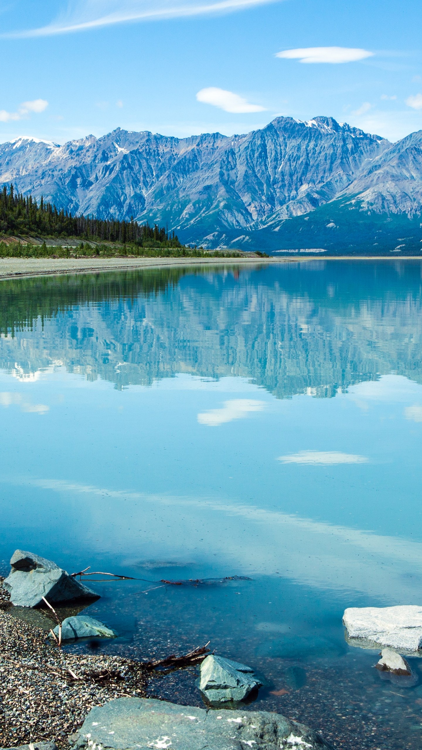 Canada: Kluane Lake, Yukon, Landscape, Mountain, Nature, North America. 1440x2560 HD Background.