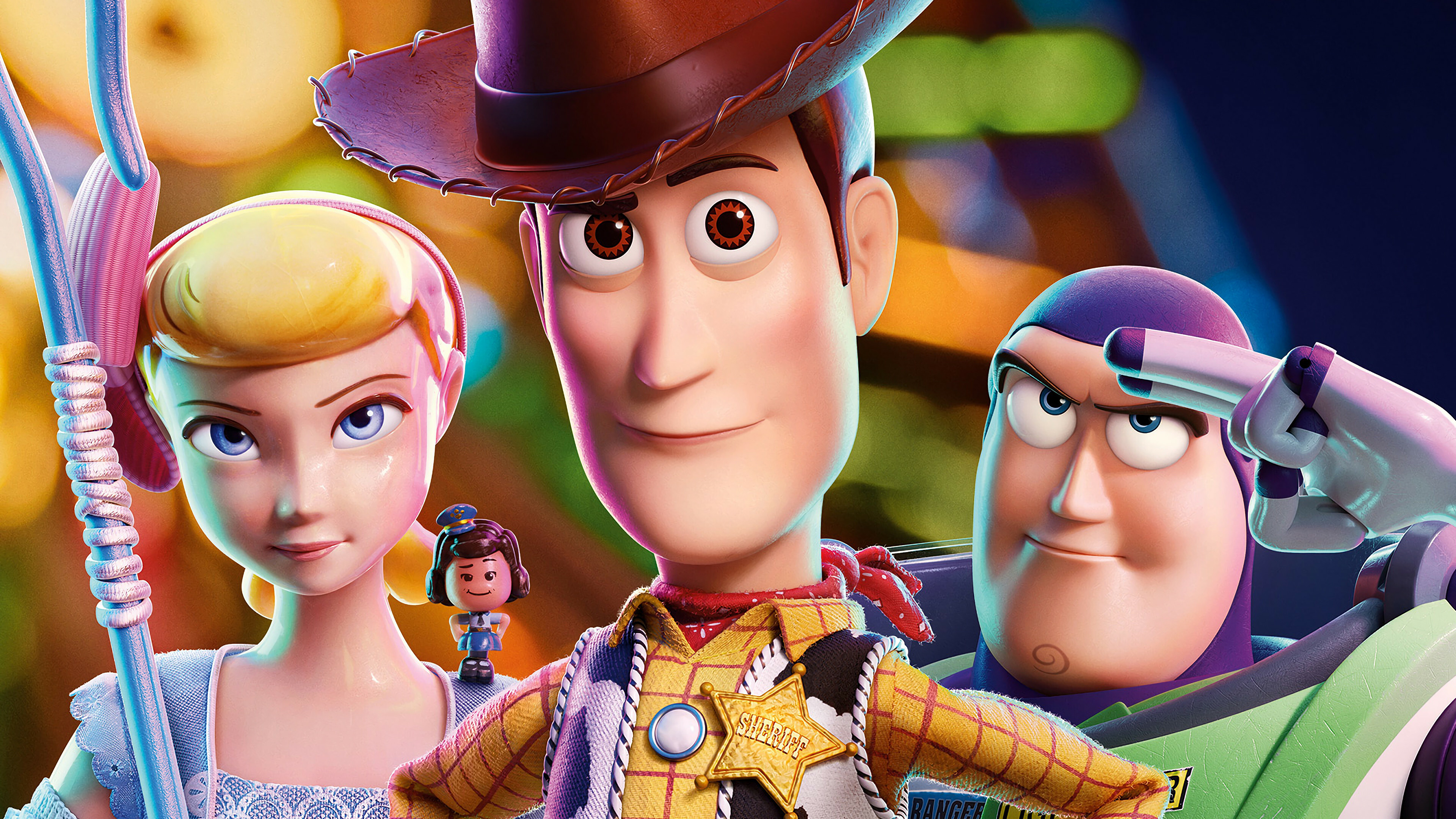 Toy Story: Woody, Buzz Lightyear, Bo Peep, Directed by Josh Cooley. 3840x2160 4K Wallpaper.