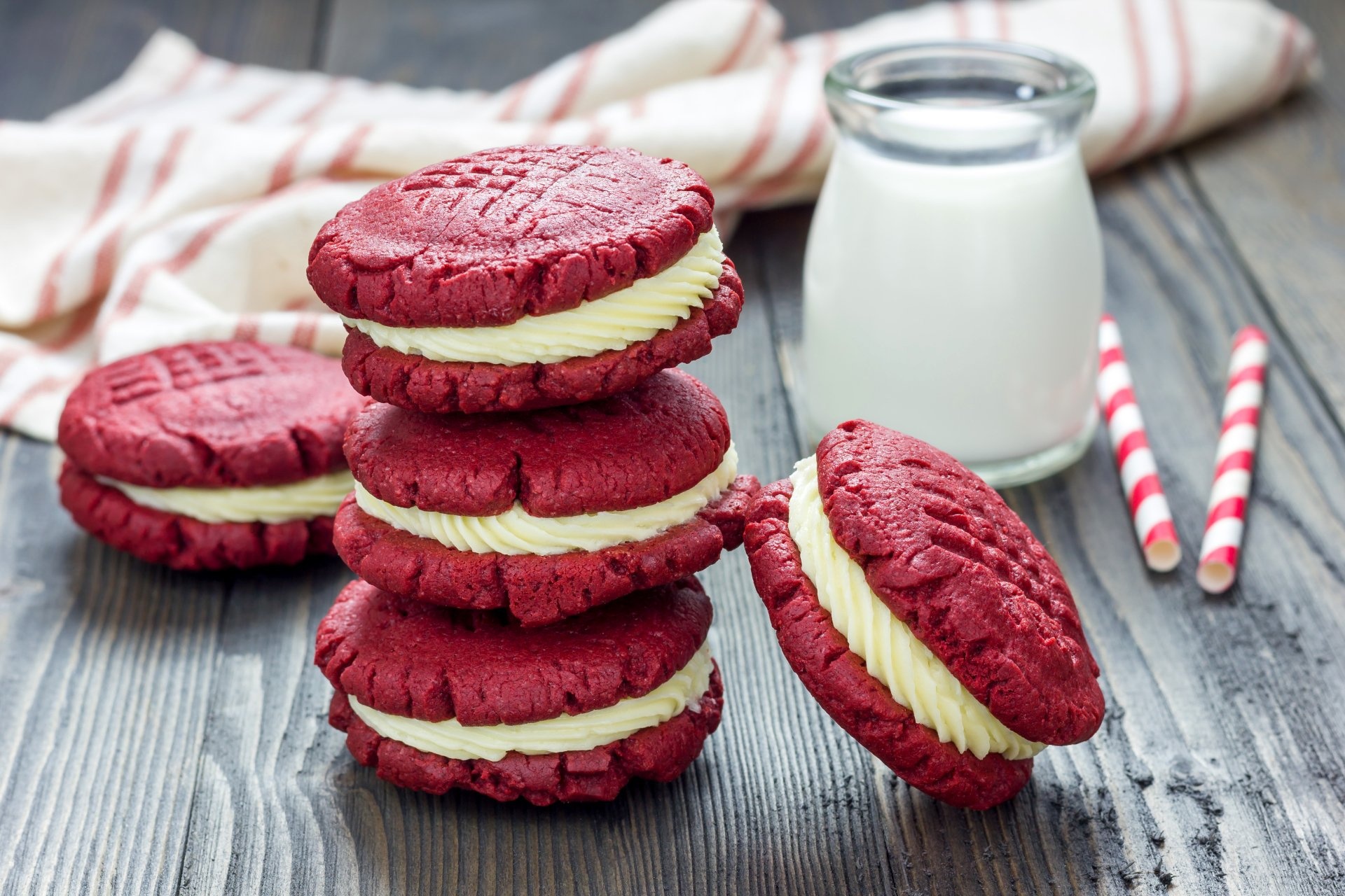 Biscuit: Red Velvet Whoopie Pies, Two little red velvet cakes that are filled with cream cheese filling. 1920x1280 HD Wallpaper.