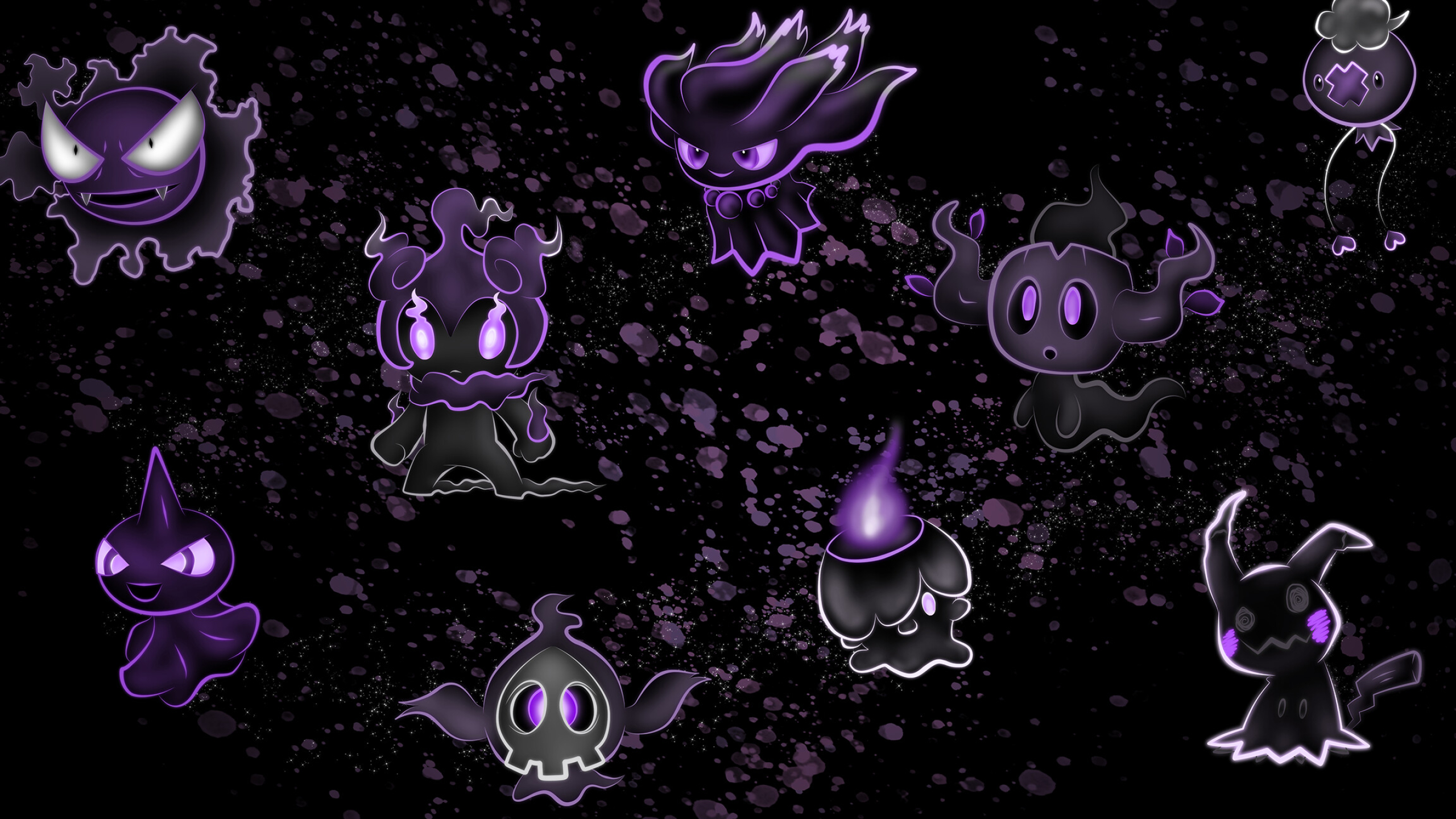 Ghost Pokemon: Gengar, A very mischievous, and at times, malicious species, The master of stealth. 2560x1440 HD Background.