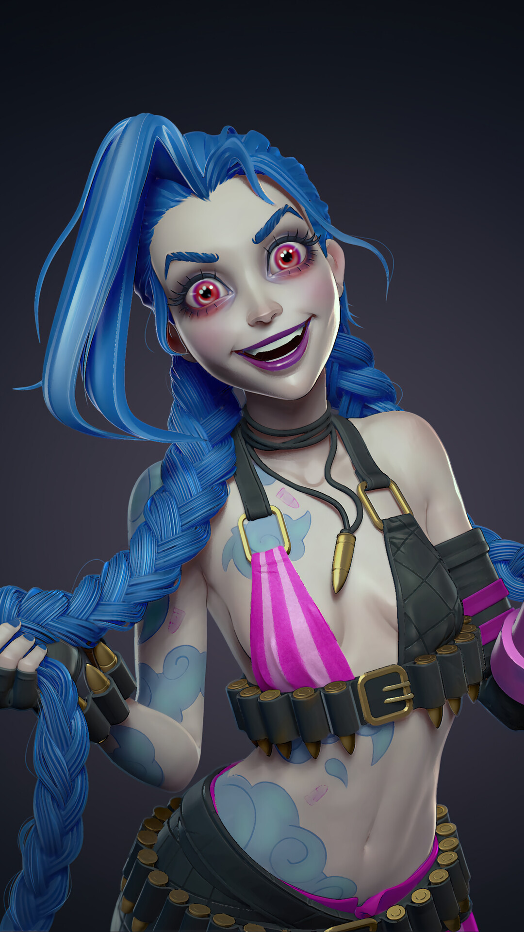 Jinx, League of Legends, Mobile wallpapers, Artistic designs, 1080x1920 Full HD Phone