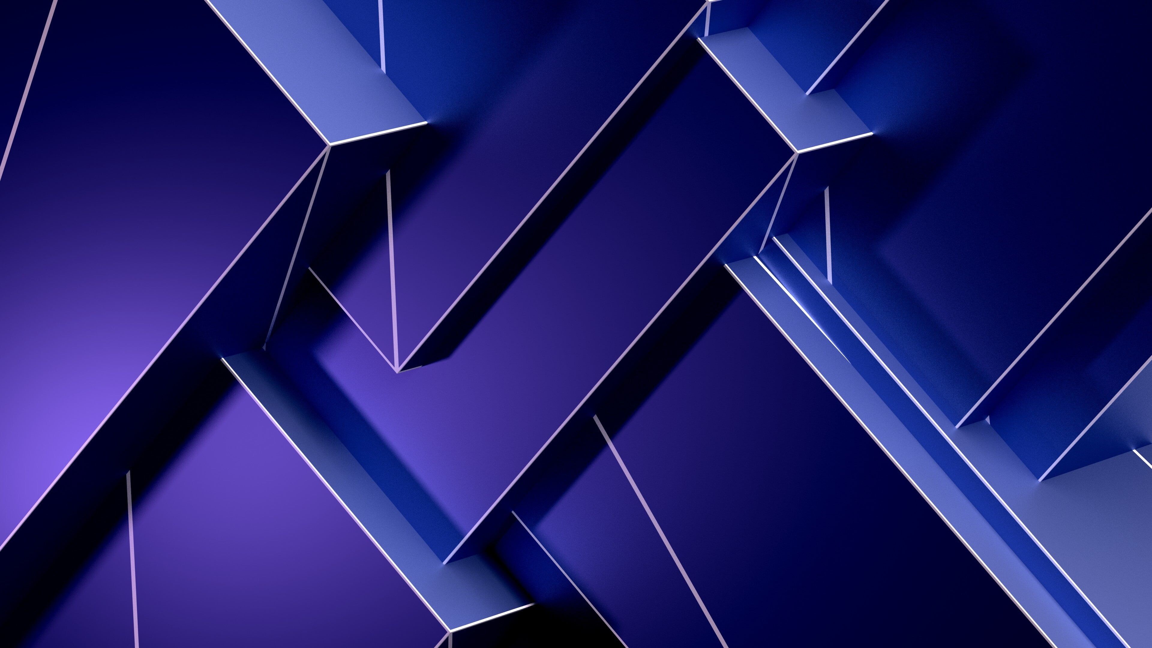 Geometric Abstract: Digital art, Angles, Parallels, Three-dimensional space. 3840x2160 4K Wallpaper.