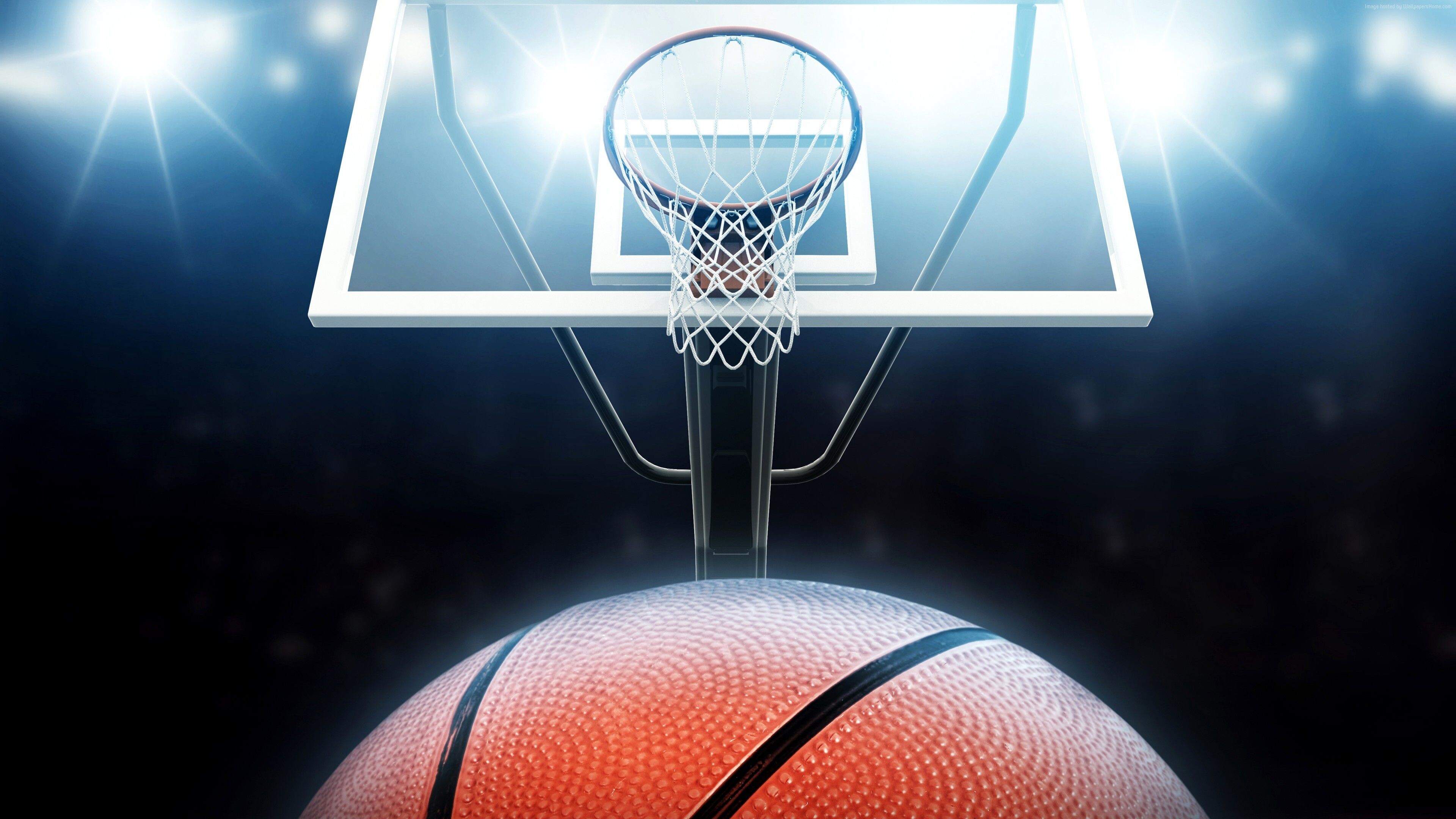 Goal (Sports): Basketball hoop, Making a basket and scoring points, Shooting the ball into the basket. 3840x2160 4K Wallpaper.