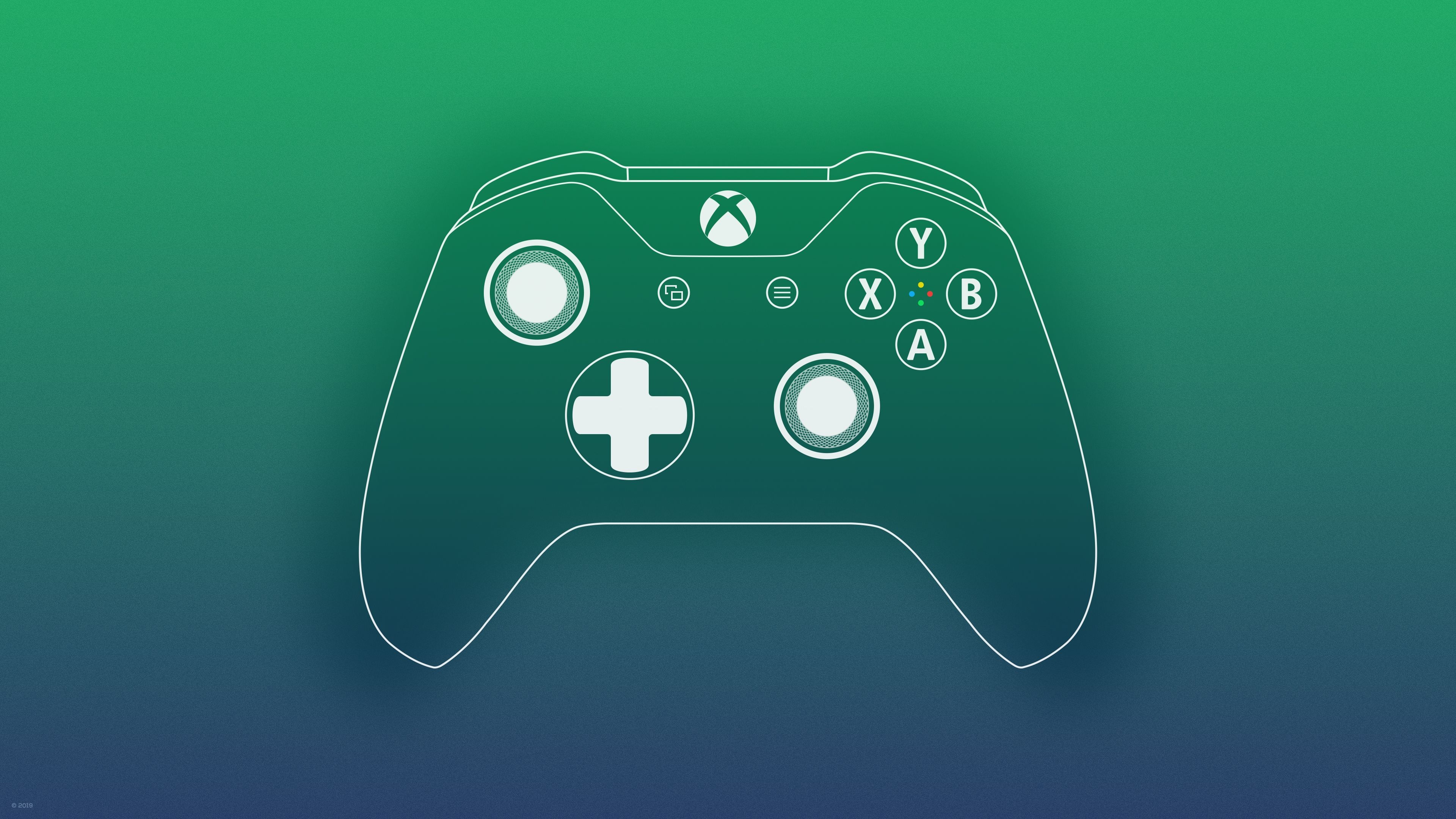 Xbox: Gamepad, Button layout, Illustration. 3840x2160 4K Background.