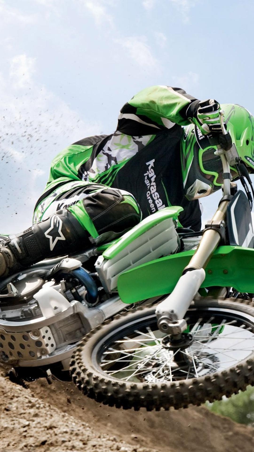 Kawasaki motocross, Impressive wallpapers, Extreme sport, Thrilling action, 1080x1920 Full HD Phone