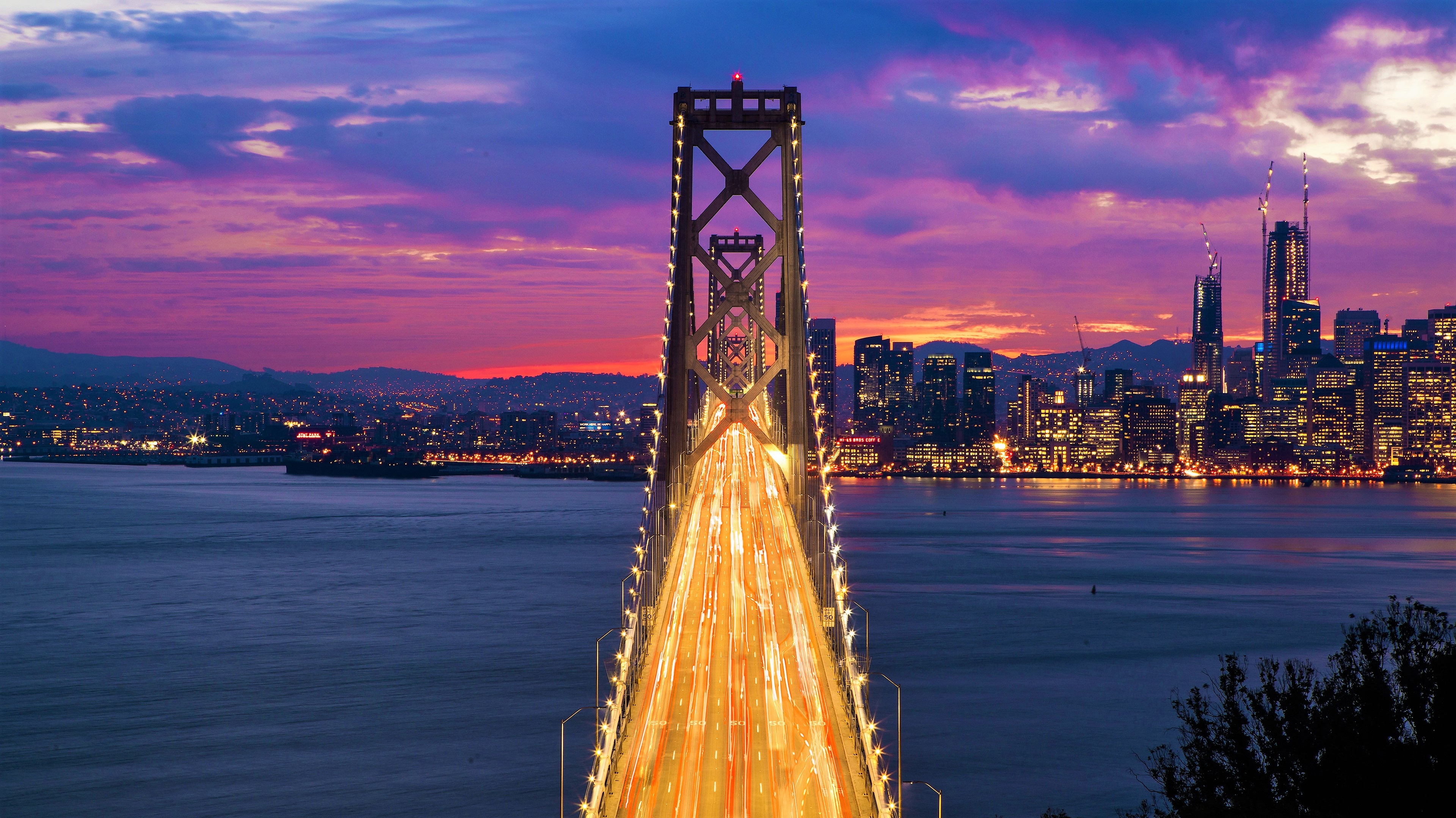 Oakland Skyline, 4k bay bridge, Wallpapers, Background images, 3840x2160 4K Desktop