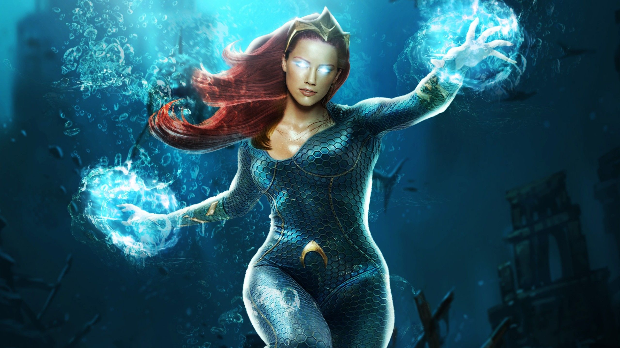 Princess Mera, Aquaman's love, Majestic wallpapers, Underwater royalty, 2560x1440 HD Desktop