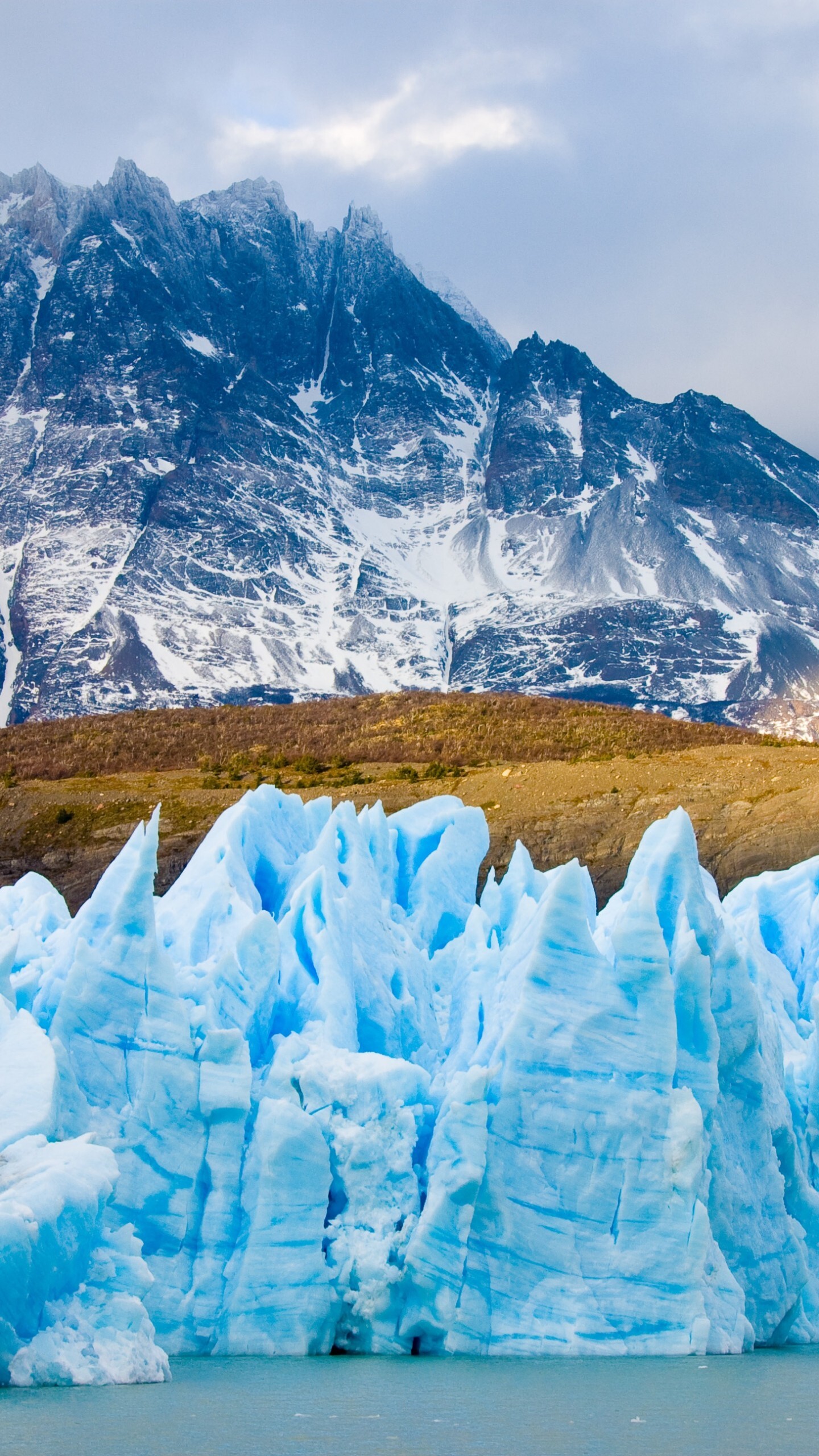 Glacier: Mountains, Chile, Nature, Patagonia, Water in the solid state, Blue ice. 1440x2560 HD Wallpaper.