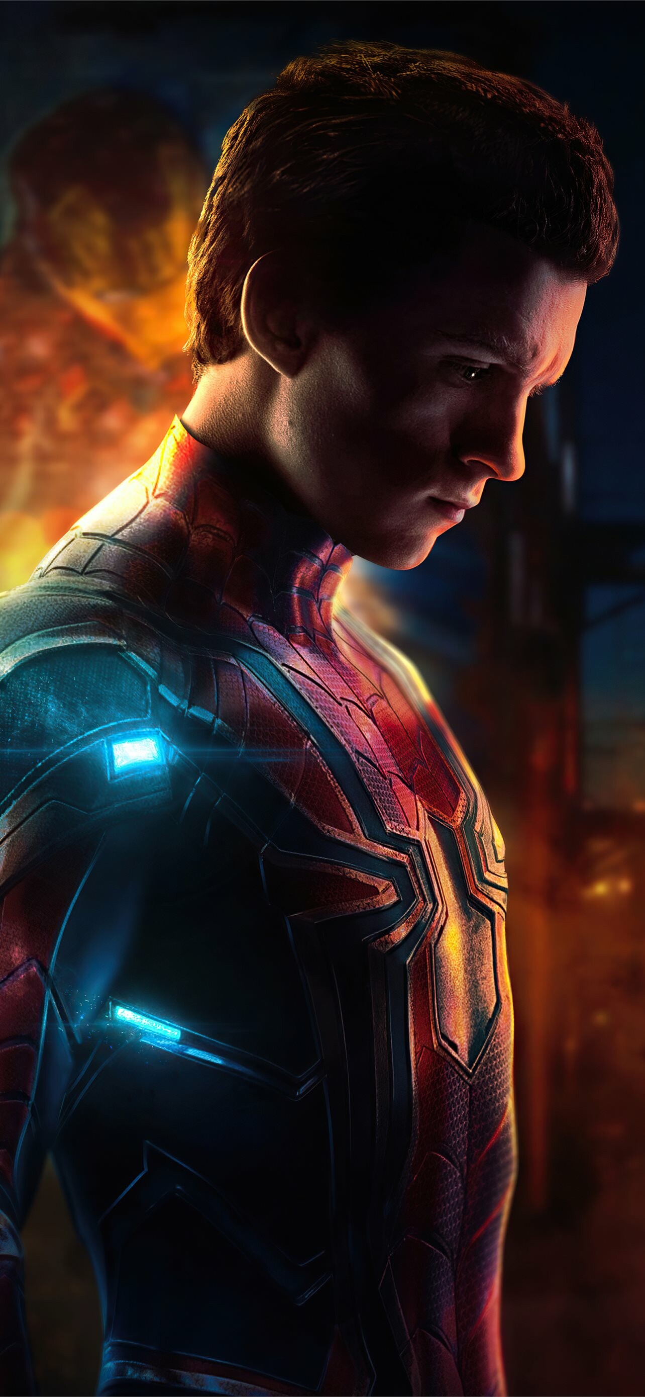Tom Holland: Played Spider-Man in a 2021 American superhero film, Spider-Man: No Way Home. 1290x2780 HD Background.