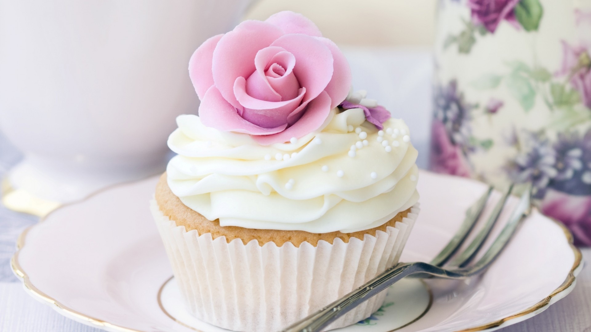 White rosette cake, Creamy cupcake, Delicious dessert, Food wallpaper, 1920x1080 Full HD Desktop