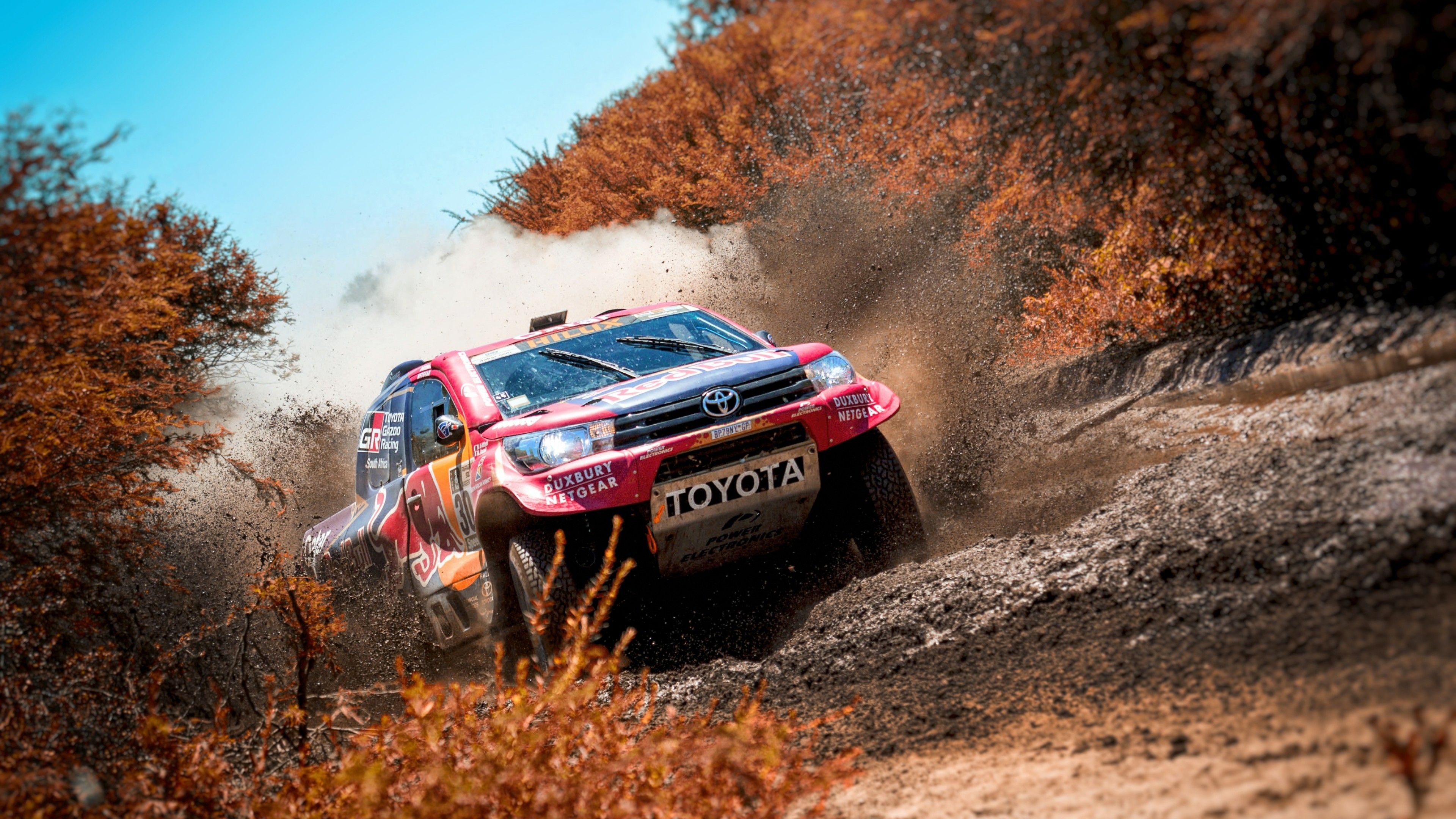 Dakar Rally: Toyota Hilux SUV car, SUVs with higher ground clearance, Off-road use. 3840x2160 4K Background.