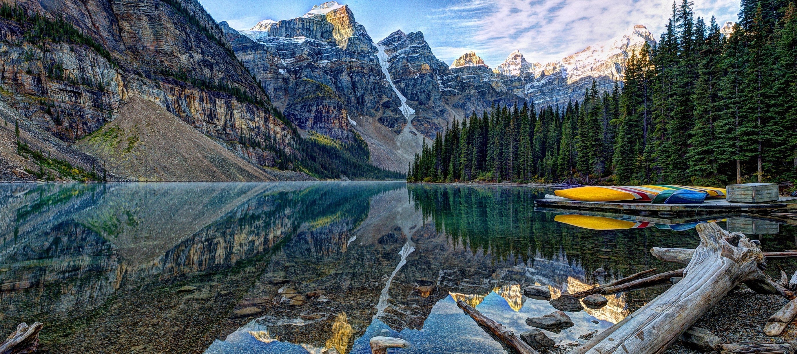 Moraine Lake, Serene mountain lake, Banff National Park, Canadian beauty, 2760x1230 Dual Screen Desktop