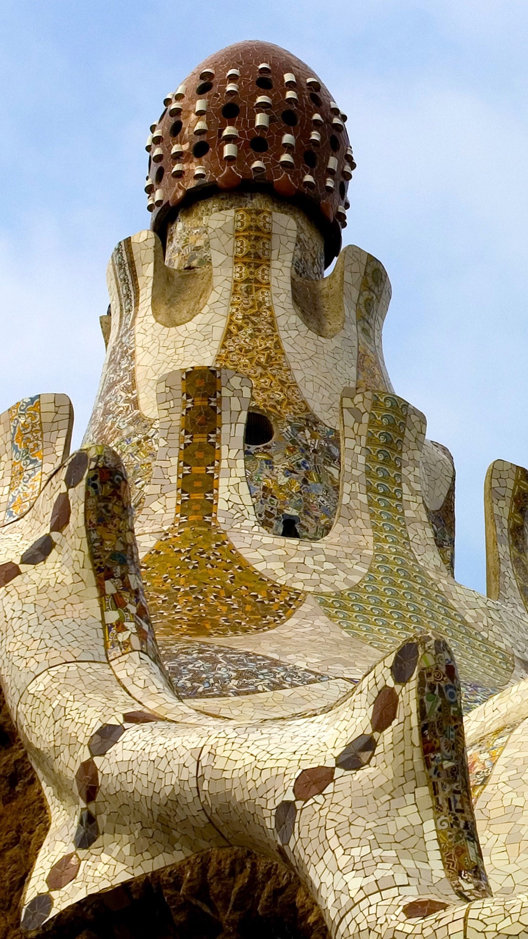 Parc Guell, Gaudi's tower, Barcelona, Catalonia, 1080x1920 Full HD Phone