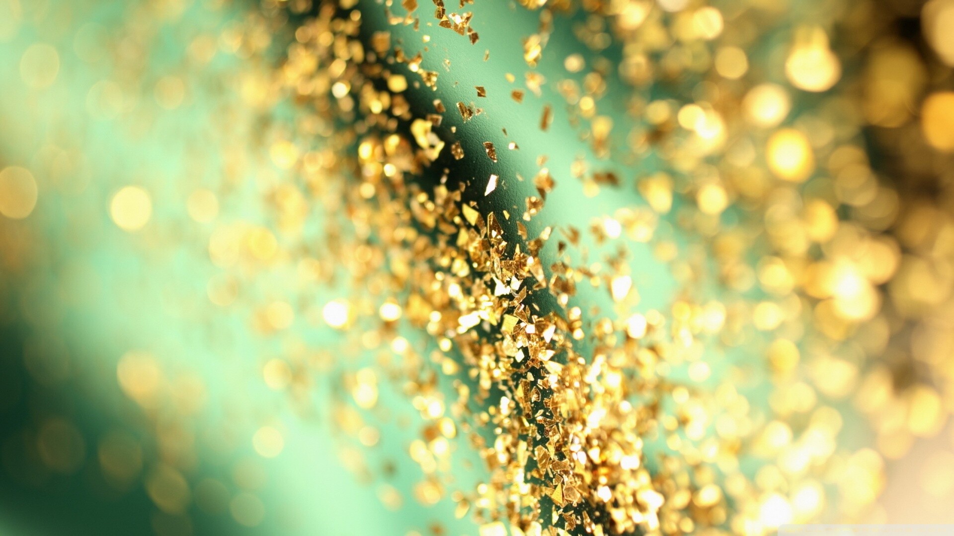 Gold Sparkle: Gold glitter, Bokeh, Gold blurry lights, The effect of a soft out-of-focus background. 1920x1080 Full HD Background.