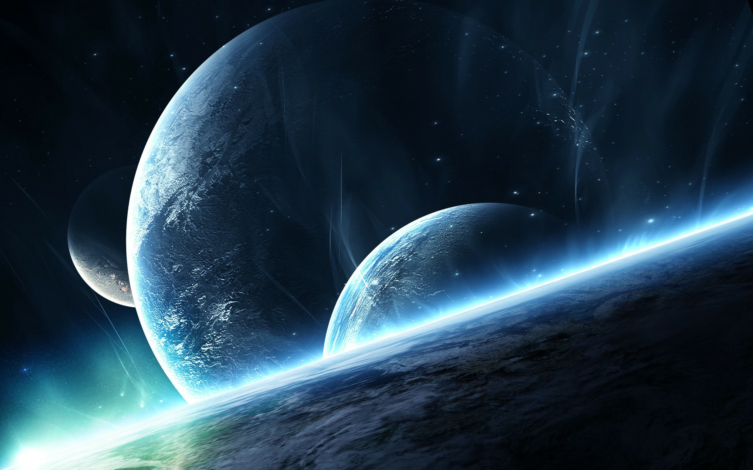 Outer Space: Universe, A galactic filamentary structure, Planets, Atmosphere. 2560x1600 HD Wallpaper.