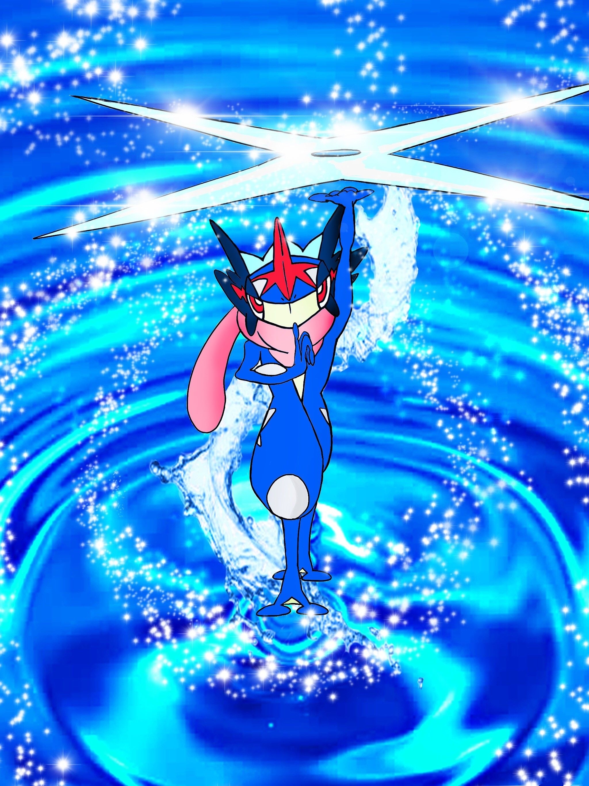 Greninja: A Japanese media franchise centered on fictional creatures called Pokemon. 2050x2740 HD Background.