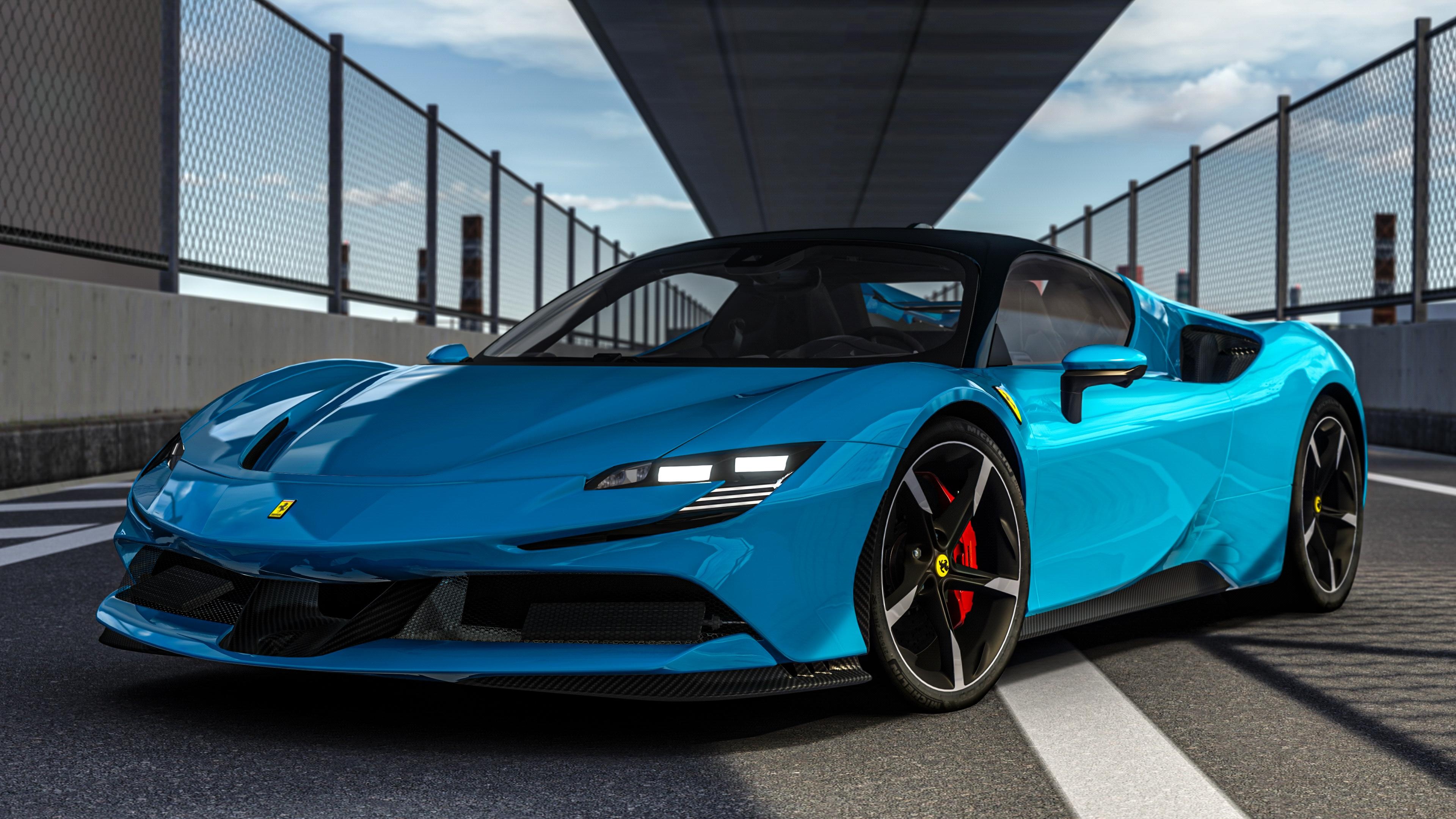 Ferrari SF90, Exhilarating speed, Open-top luxury, Thrilling drive, 3840x2160 4K Desktop