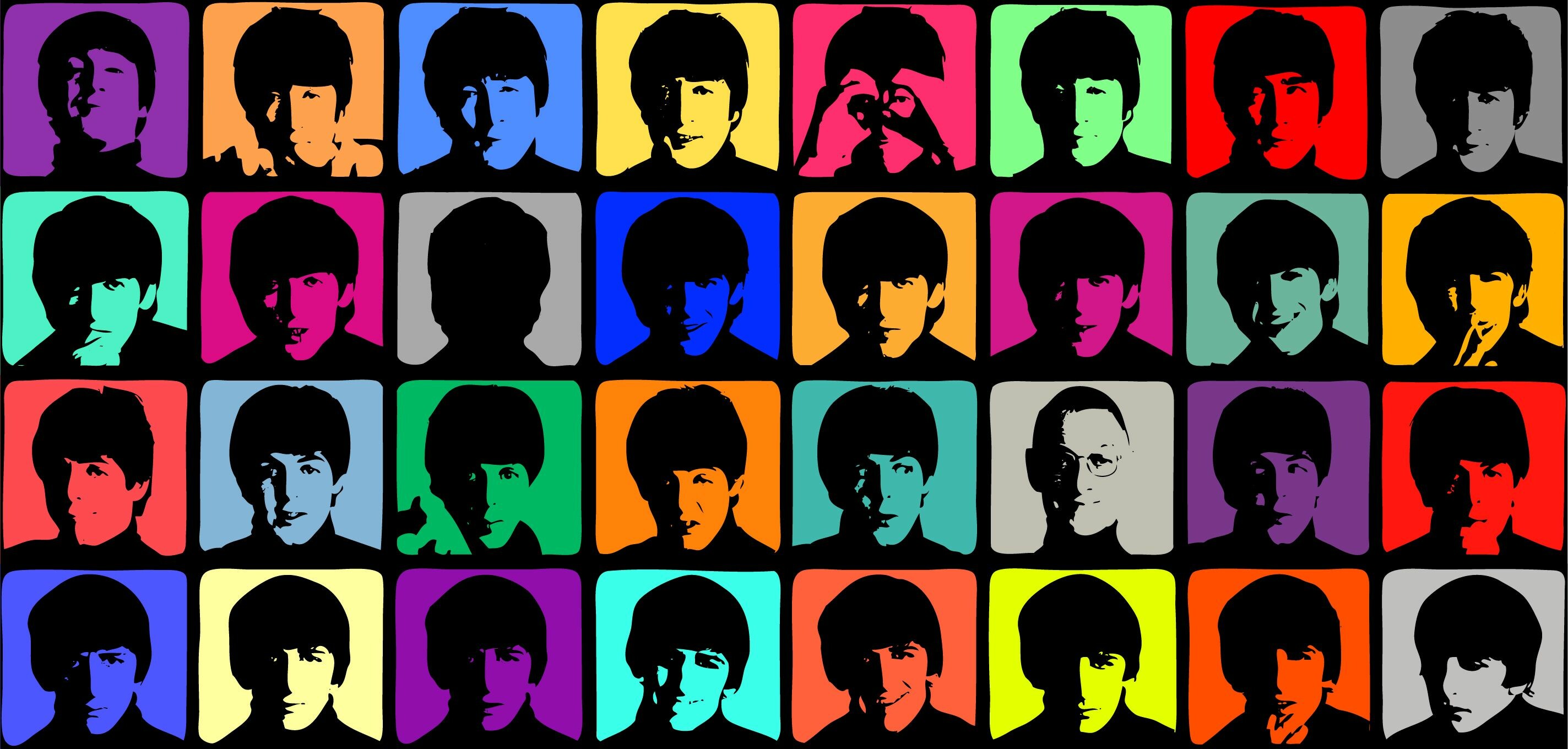 Pop Art: A style of the 1960s, The imagery of mass-media, Beatles. 2850x1360 Dual Screen Wallpaper.