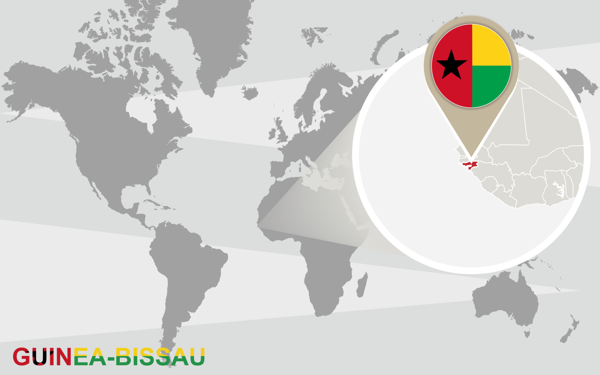 Detailed map, Guinea-Bissau highlighted, Accurate representation, Artistic depiction, 1920x1200 HD Desktop
