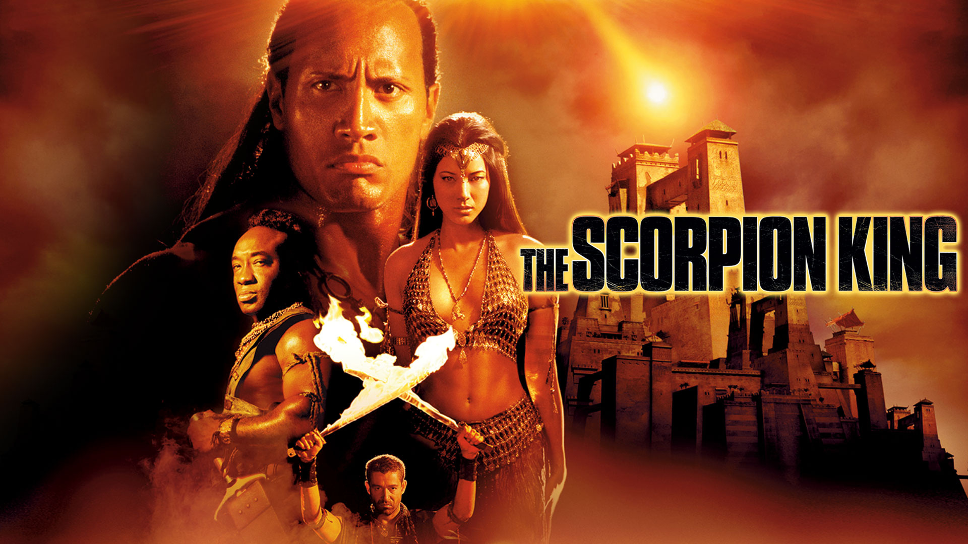 Dwayne Johnson (The Scorpion King): A 2002 American pre-Egyptian pharaoh sorcery and action flick, The Rock. 1920x1080 Full HD Background.