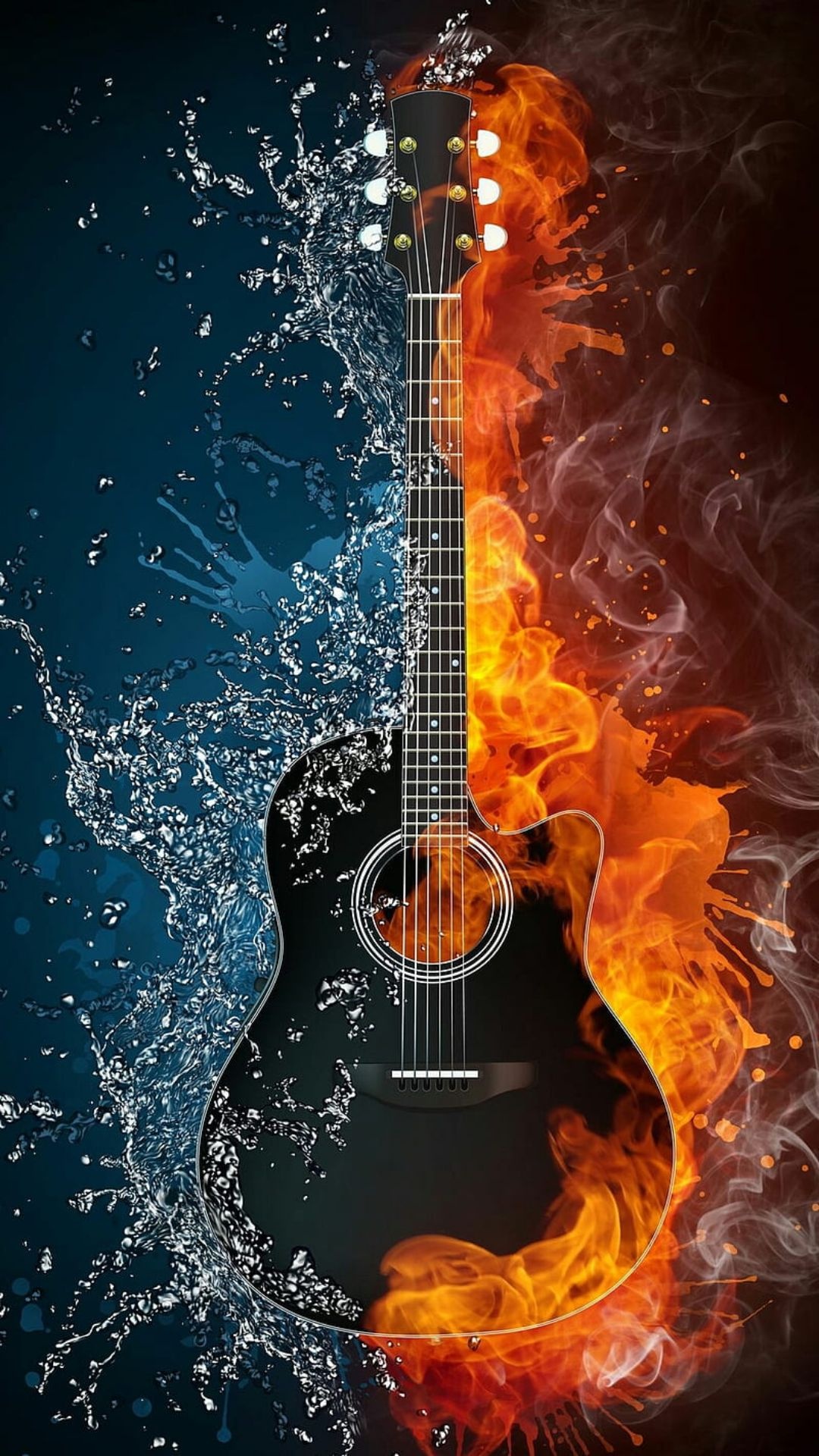 Guitar on Fire, Best guitar wallpapers, 1080x1920 Full HD Phone
