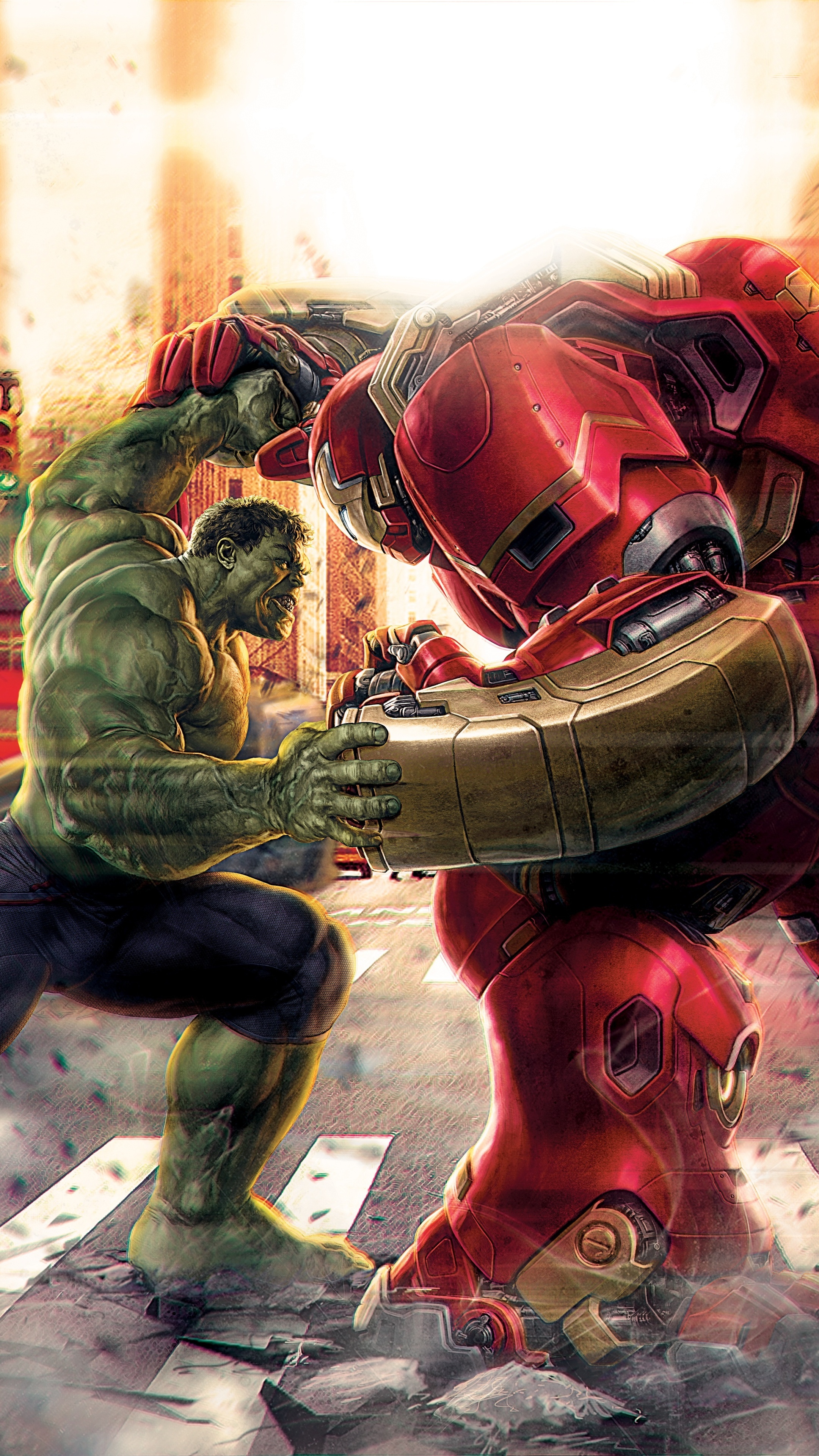 Hulk vs Hulkbuster, Artwork battle, Premium wallpapers, 4k images, 2160x3840 4K Phone