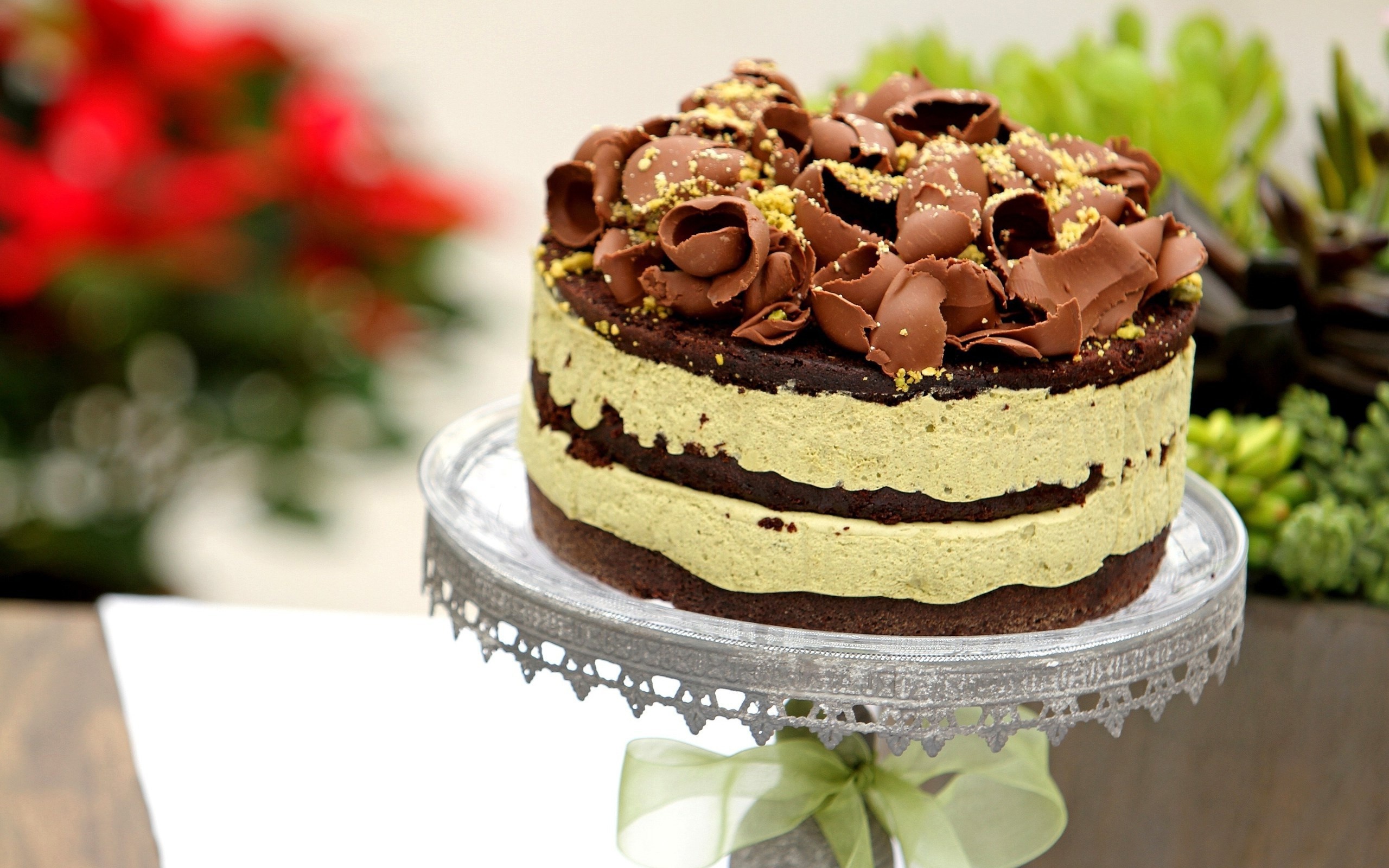 Cake: Combines layers of chocolate with cherries and whipped cream. 2560x1600 HD Background.