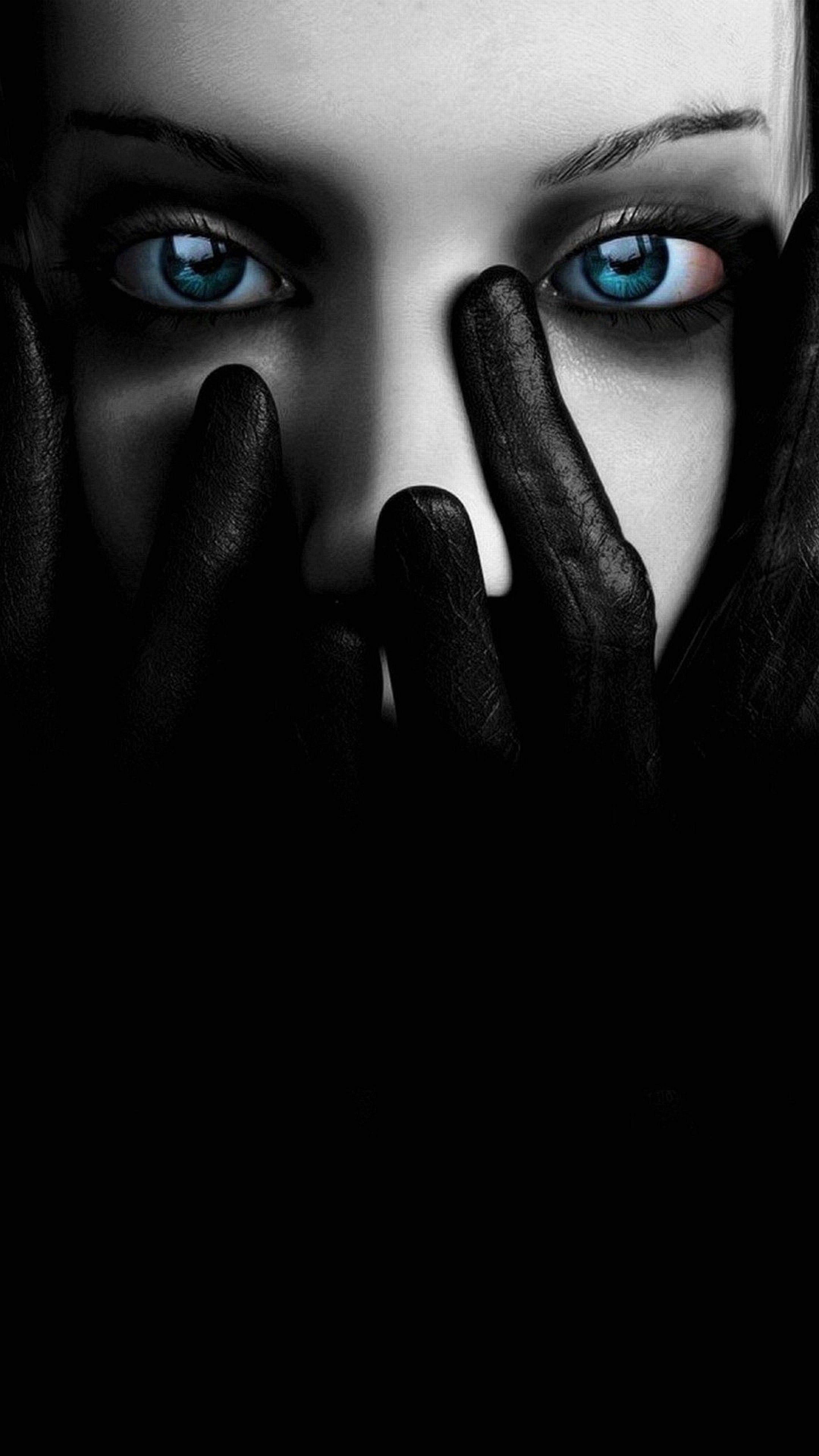 Goth Girl: Dark side, Gothic glamour, Close up, Dark dramatic makeup, Minimalistic. 2160x3840 4K Wallpaper.
