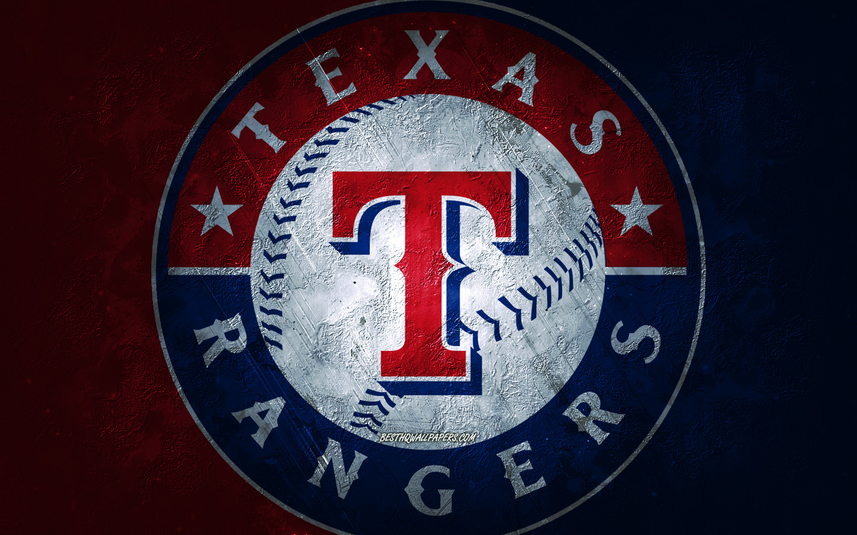 Texas Rangers American baseball team, Blue Red Stone background, 2880x1800 HD Desktop