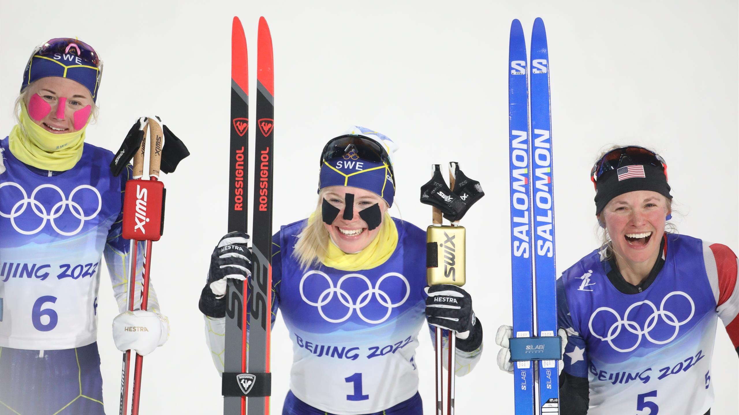 Jonna Sundling, Tape on skiers' faces, Winter Olympics gear, Performance enhancement, 2560x1440 HD Desktop