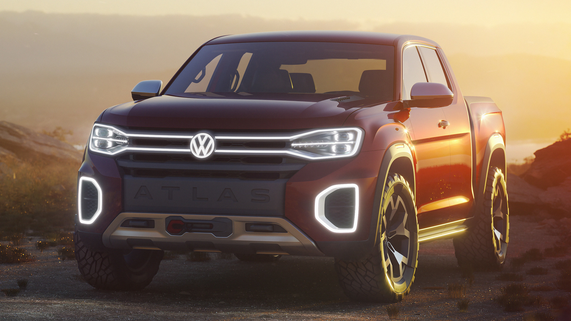 2018 Volkswagen Atlas, Tanoak pickup truck, Concept wallpapers HD, 1920x1080 Full HD Desktop