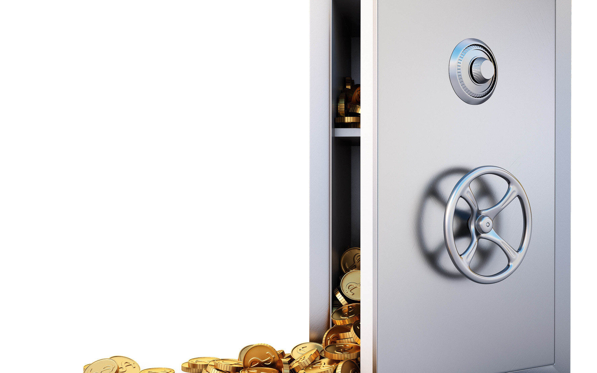 Gold Coins: Money storage, Gold locked in a humidity-controlled and fire-resistant safe. 1920x1200 HD Background.
