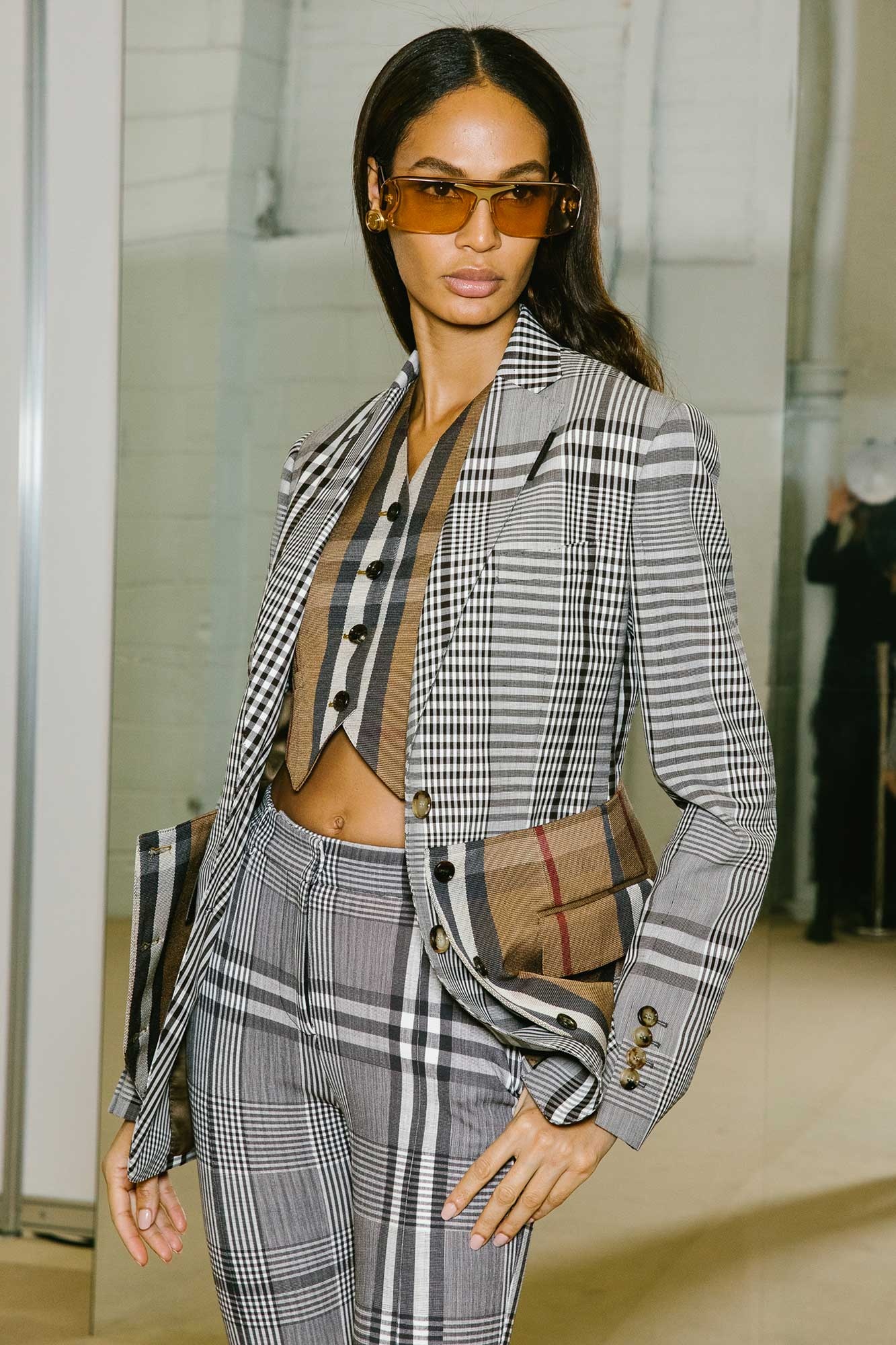 Burberry: Joan Smalls, A Puerto Rican model, Backstage at the fall 2020 show in London. 1340x2000 HD Background.