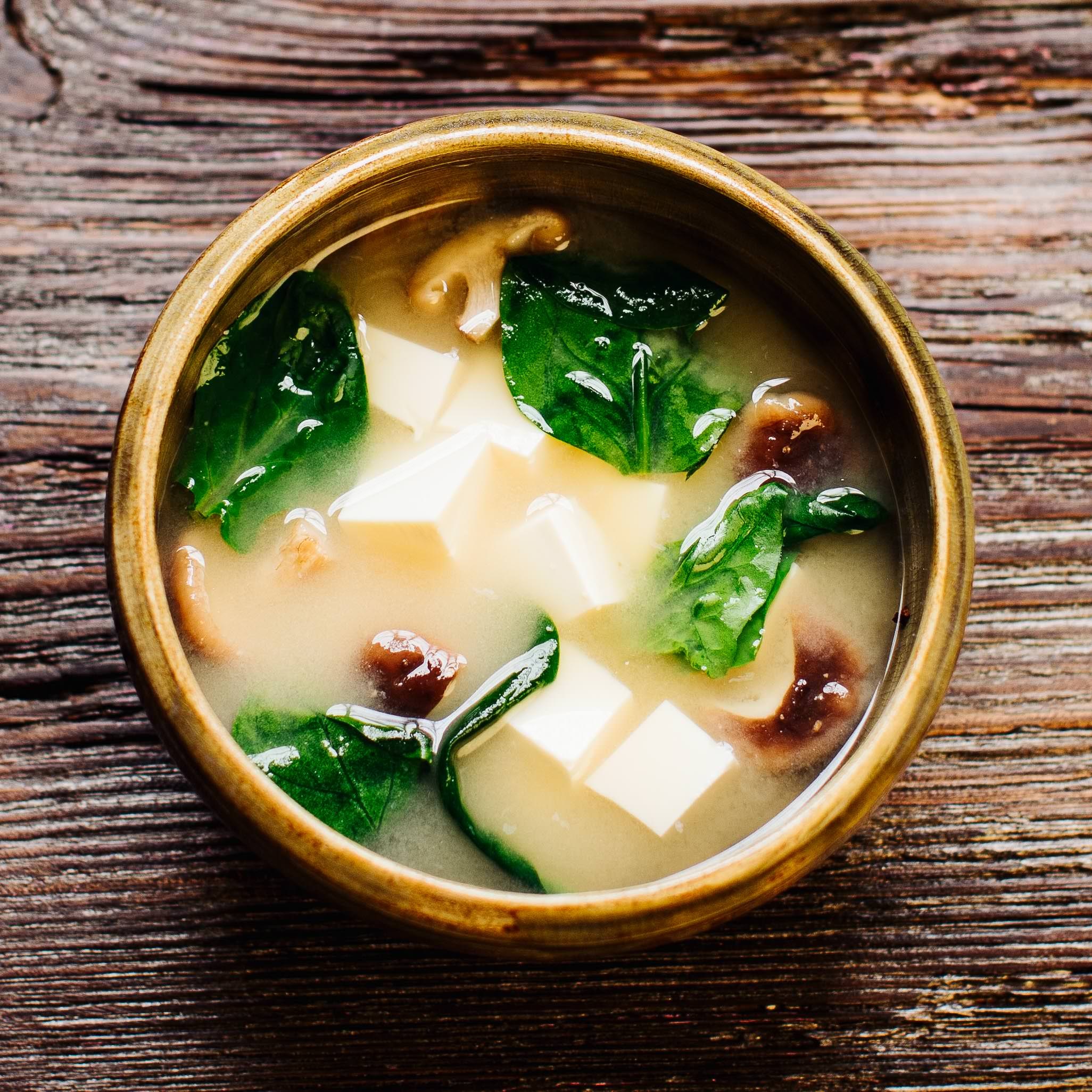 Miso soup with shiitake, Asian street food, Savory flavors, Authentic culinary experience, 2060x2060 HD Phone