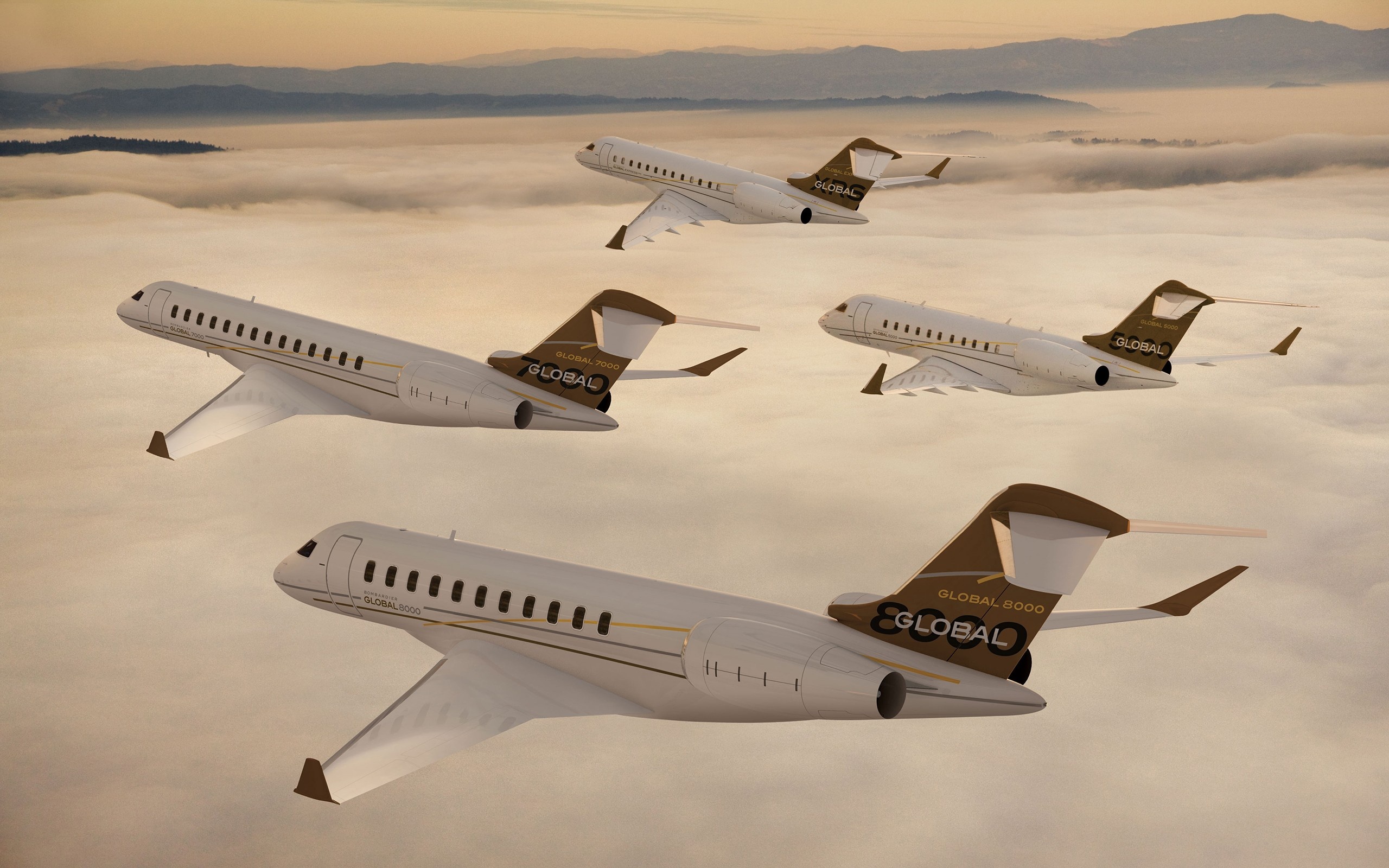 Bombardier Global Express travels, Atmospheric aircraft, Misty skies, Air travel adventure, 2560x1600 HD Desktop