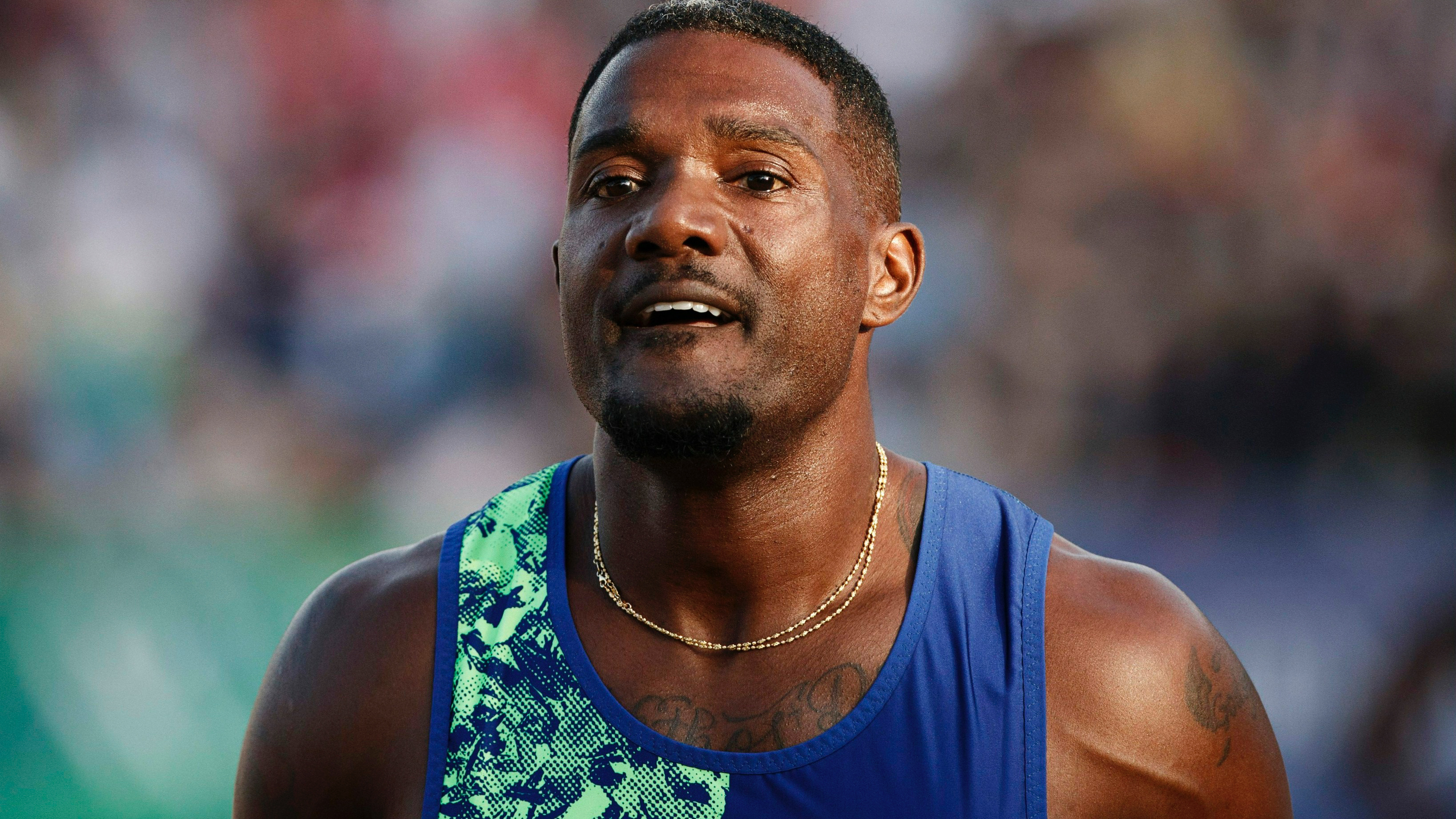 Justin Gatlin, Ongoing athleticism, Youthful energy, Olympic spirit, 3280x1850 HD Desktop