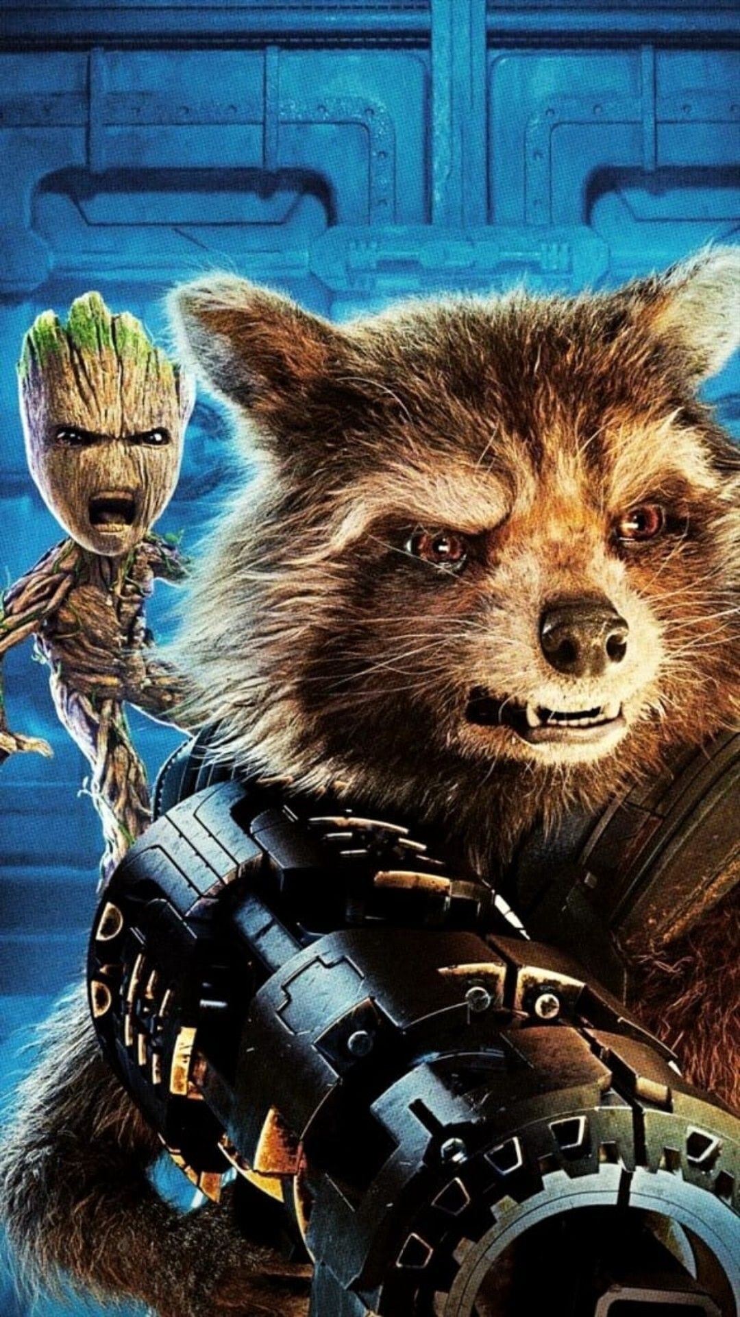 Groot and Rocket, Marvel artwork, iPhone wallpapers, 1080x1920 Full HD Handy
