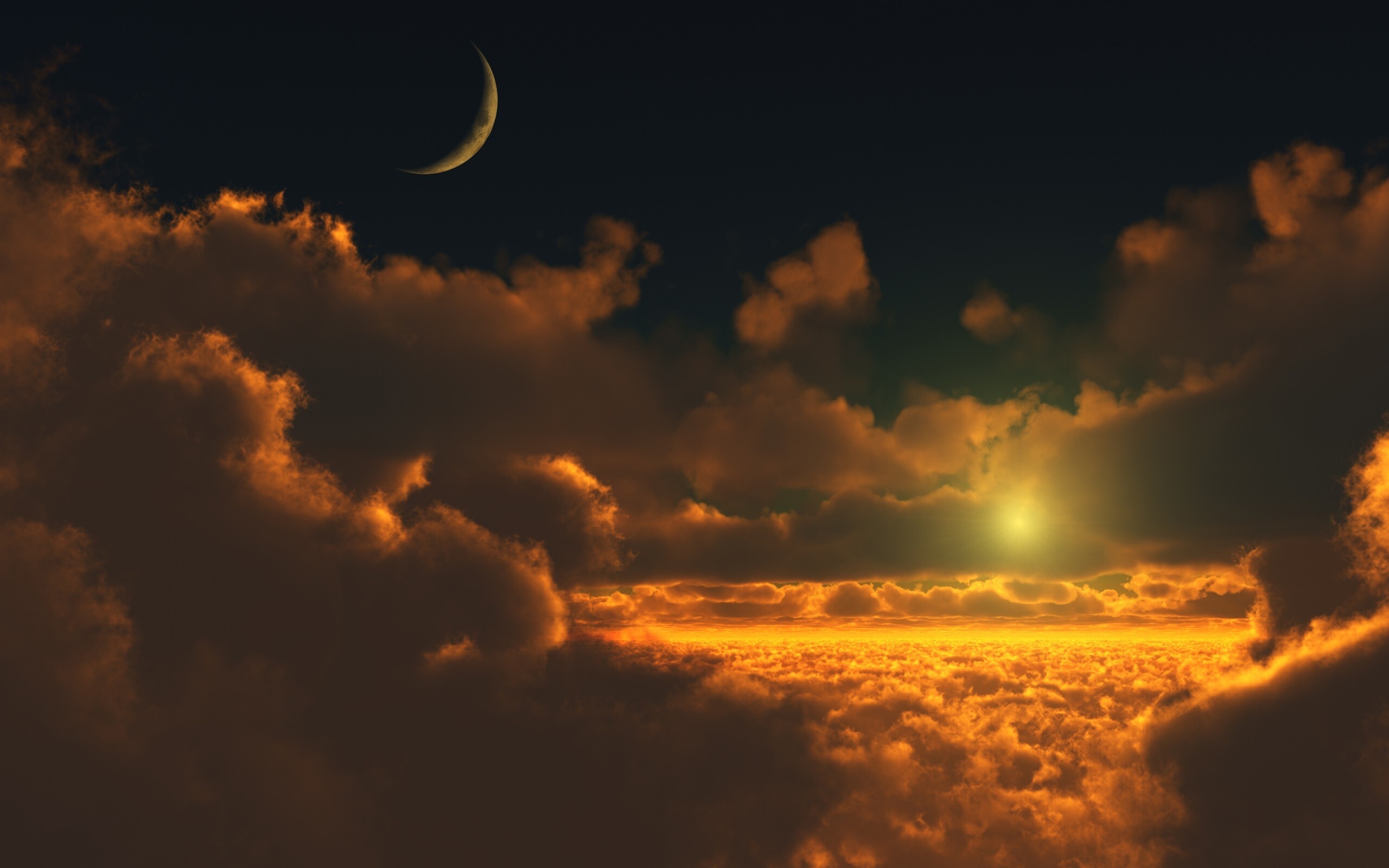 Goldene Sonnenstrahlen, Strahlend blauer Himmel, Energie der Natur, Lebhafte Wrme, 2560x1600 HD Desktop