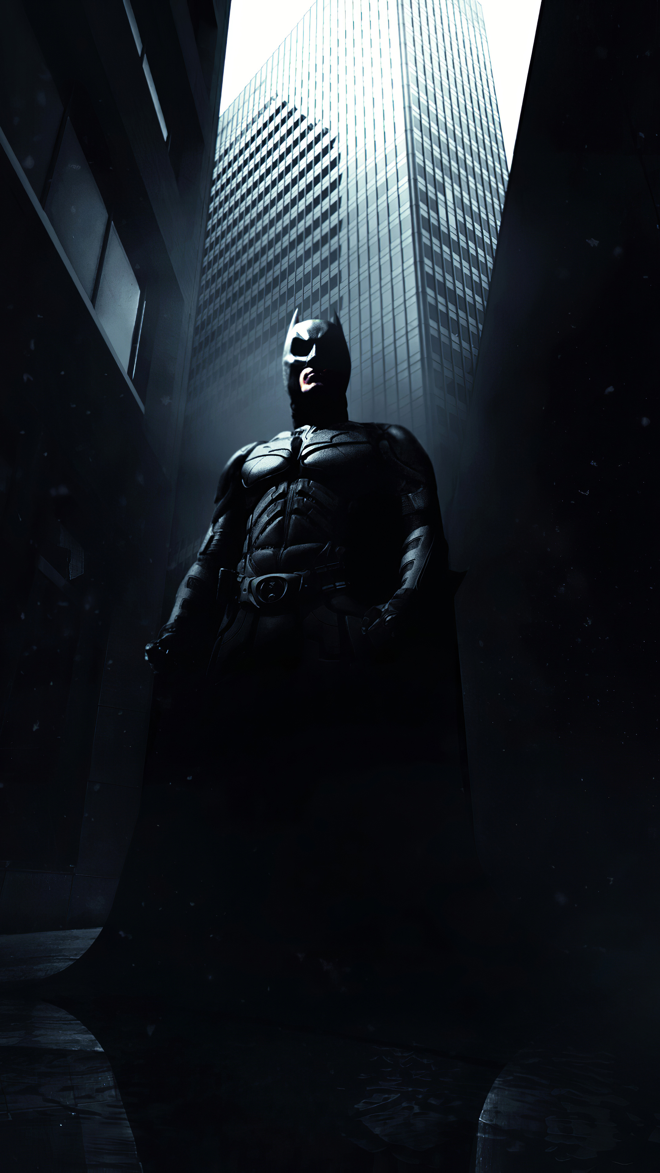 Christian Bale: The Dark Knight, Directed by Christopher Nolan. 2160x3840 4K Background.