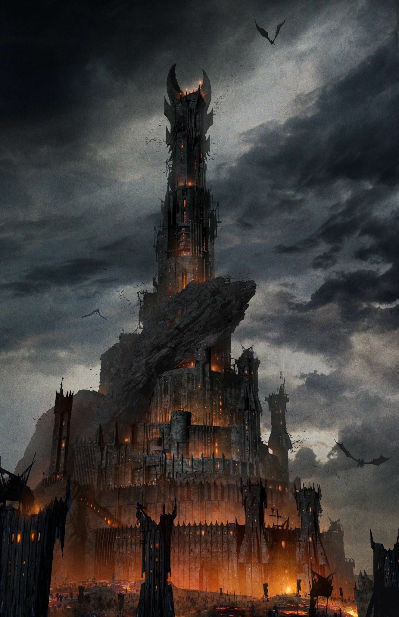 The Lord of the Rings: Barad-dur, “Dark Fortress”, The Dark Lord Sauron's central stronghold in Mordor. 1330x2050 HD Background.