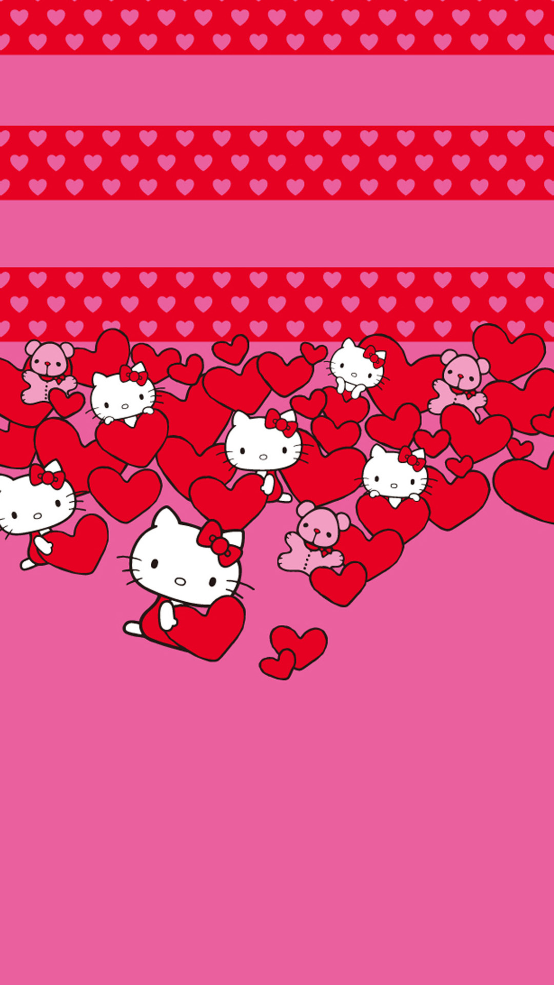 Hello Kitty Valentine's Day, Hello Kitty hearts, Samsung wallpapers, Love theme, 1080x1920 Full HD Phone